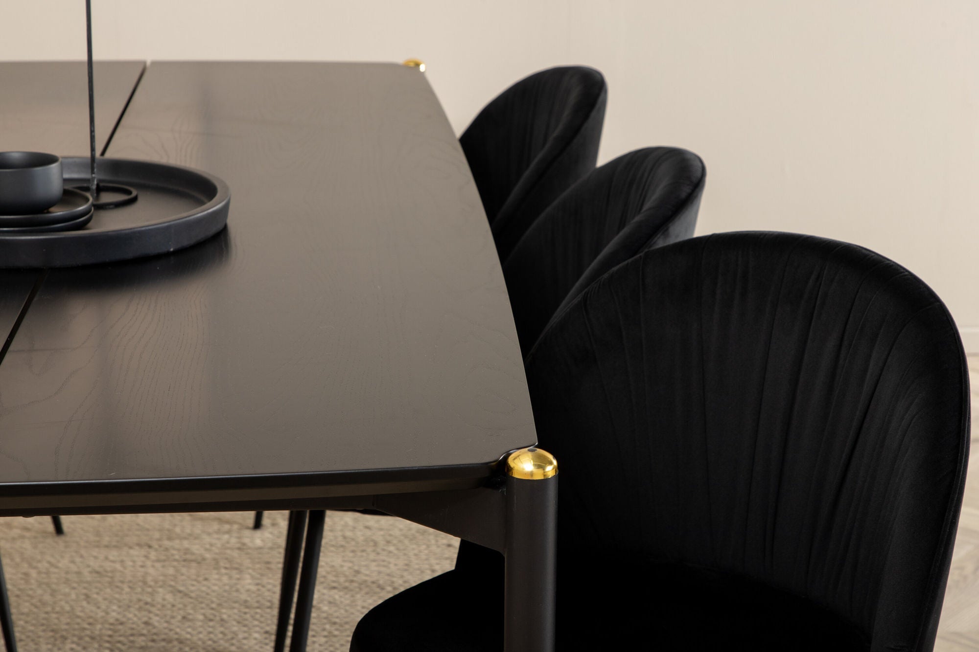 Venture Home Pelle spisebord , Black black Black+Wrinkles Spisebordsstol , Black Legs , Black Velvet_6
