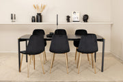 Venture Home Pelle spisebord , Black black Black+Polar Spisebordsstol , Black Brass_6