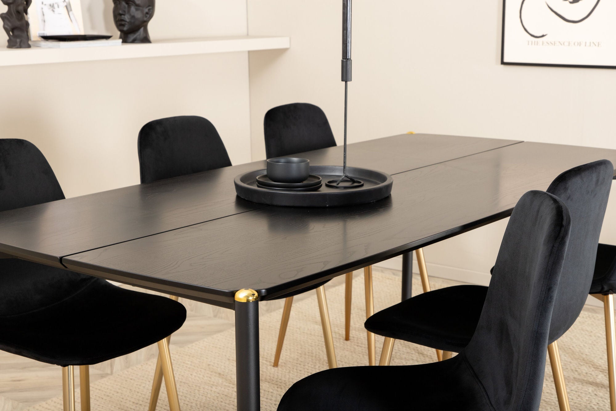 Venture Home Pelle spisebord , Black black Black+Polar Spisebordsstol , Black Brass_6
