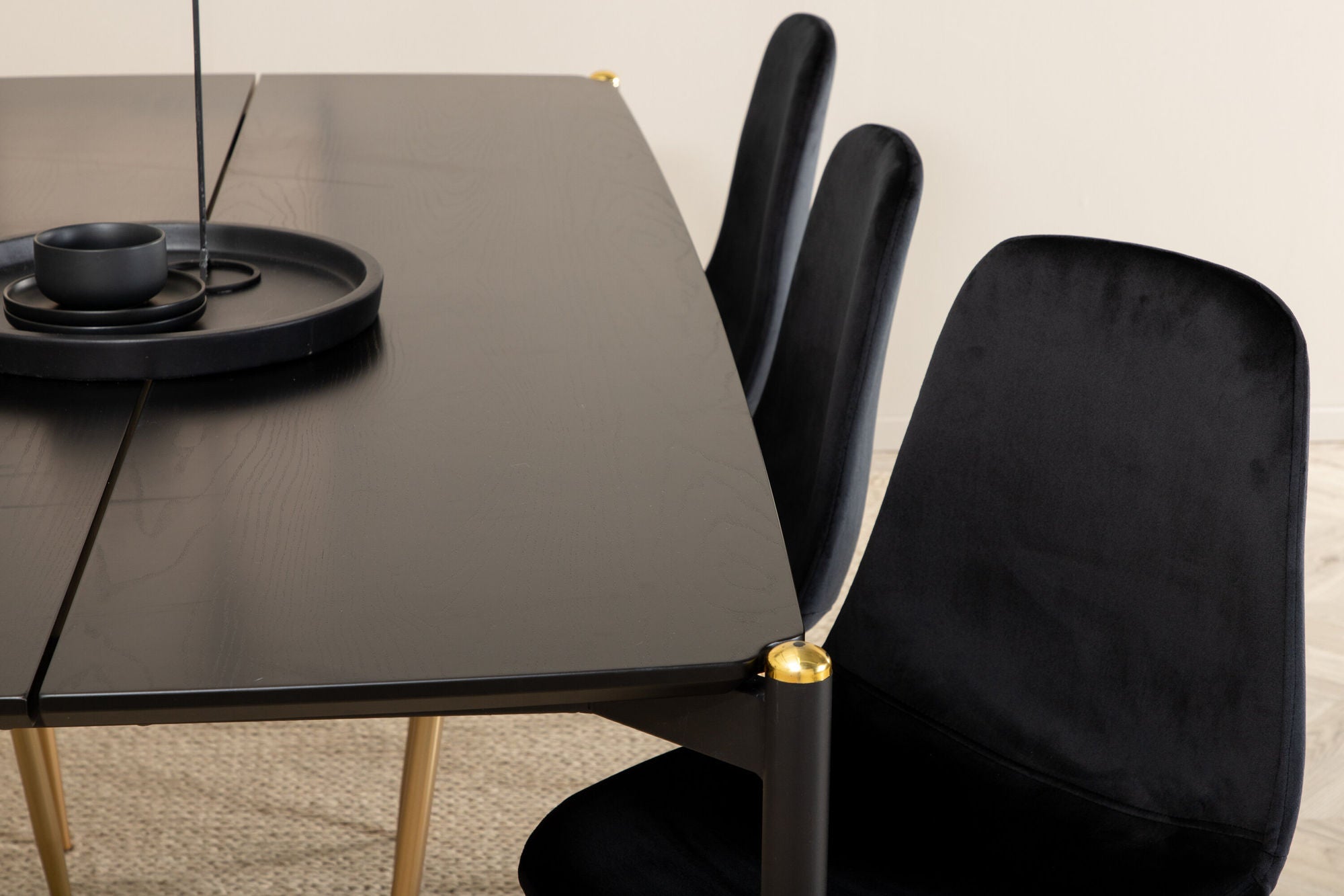 Venture Home Pelle spisebord , Black black Black+Polar Spisebordsstol , Black Brass_6