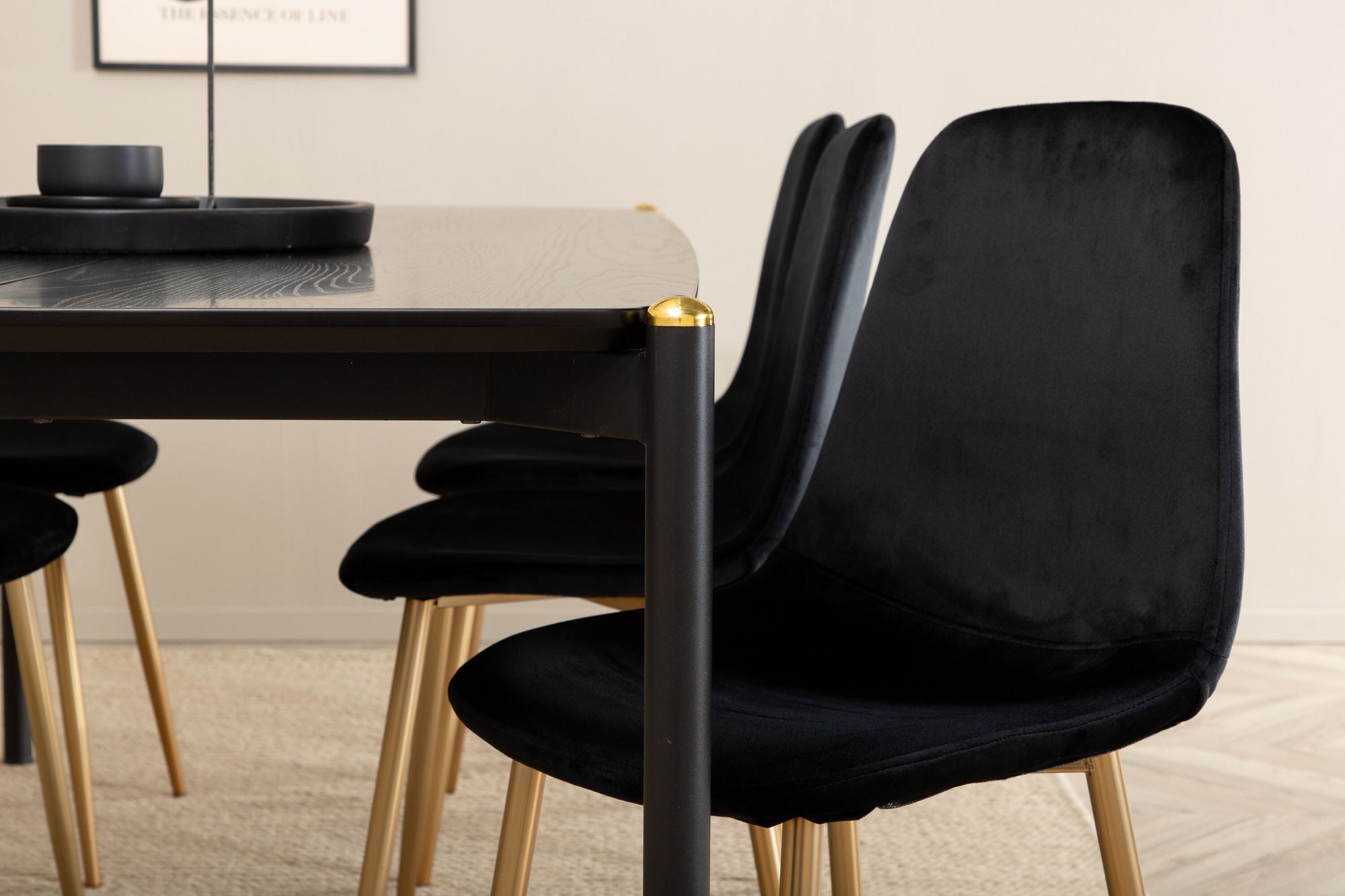 Venture Home Pelle spisebord , Black black Black+Polar Spisebordsstol , Black Brass_6