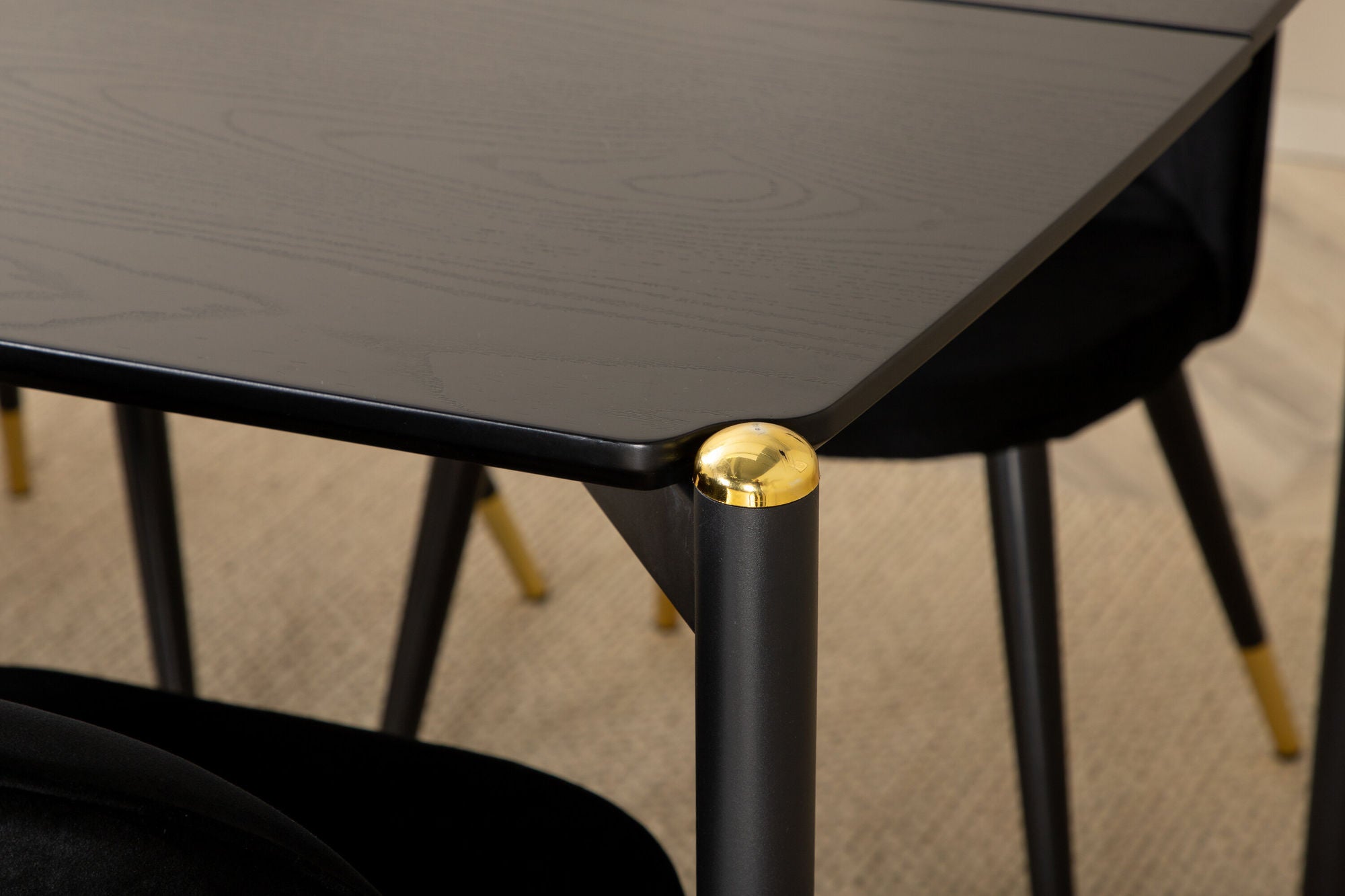 Venture Home Pelle spisebord , Black black Black+Velvet Spisebordsstol Brass , Black Black_6