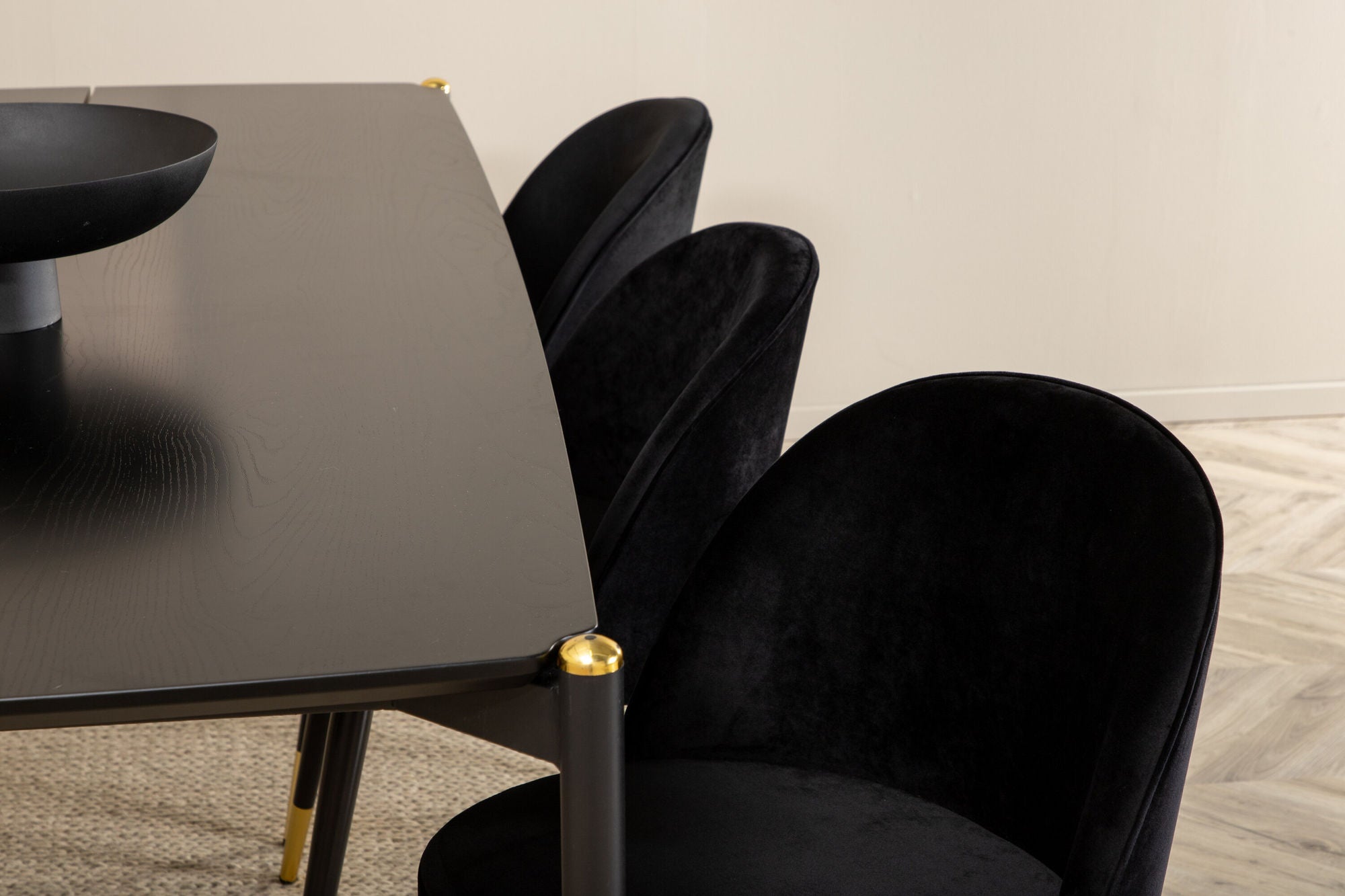 Venture Home Pelle spisebord , Black black Black+Velvet Spisebordsstol Brass , Black Black_6