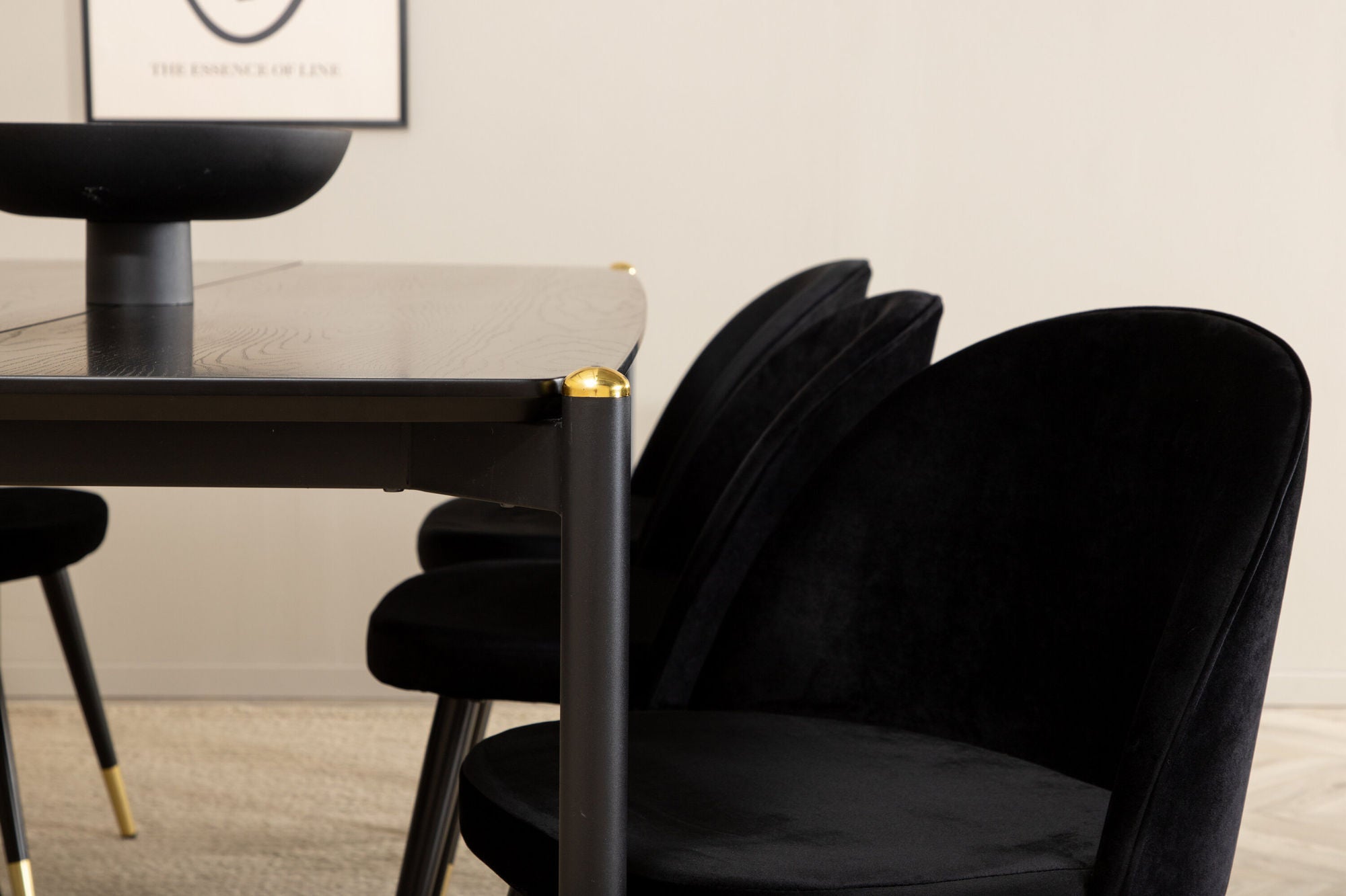 Venture Home Pelle spisebord , Black black Black+Velvet Spisebordsstol Brass , Black Black_6