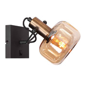 Væglampe Glaslic 3864BR i bronze med ravfarvet glas