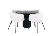 Venture Home Bianca rund spisebord - Black / Black Veneer+Berit stol - Black / Beige Velvet_4
