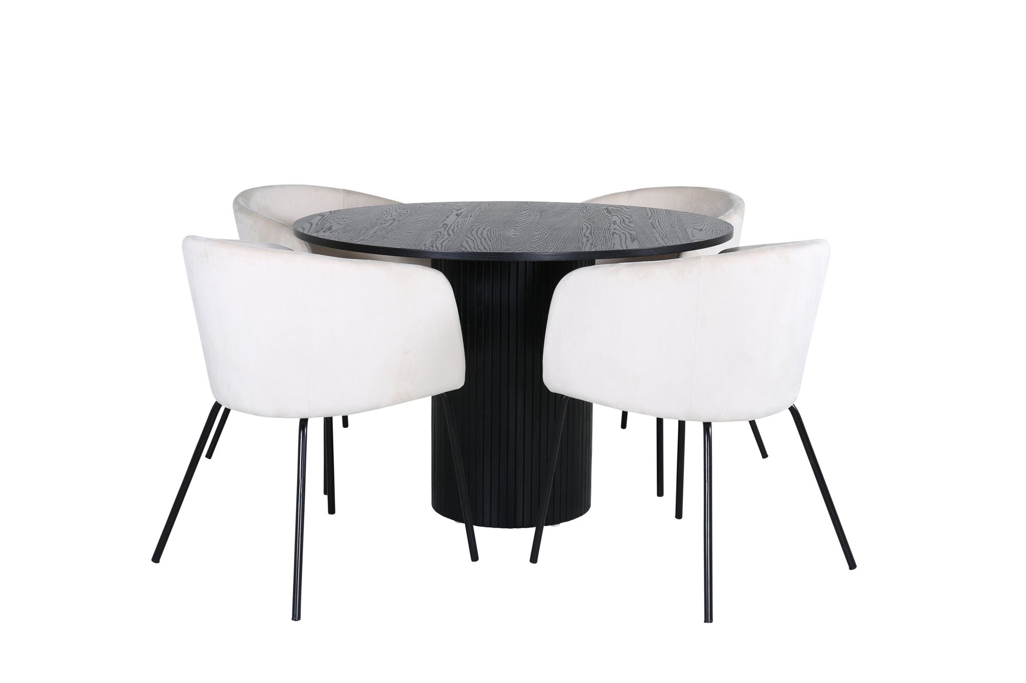 Venture Home Bianca rund spisebord - Black / Black Veneer+Berit stol - Black / Beige Velvet_4
