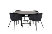 Venture Home Copenhagen - spisebord round - Black / Black+Berit stol - Black / Black Velvet_4