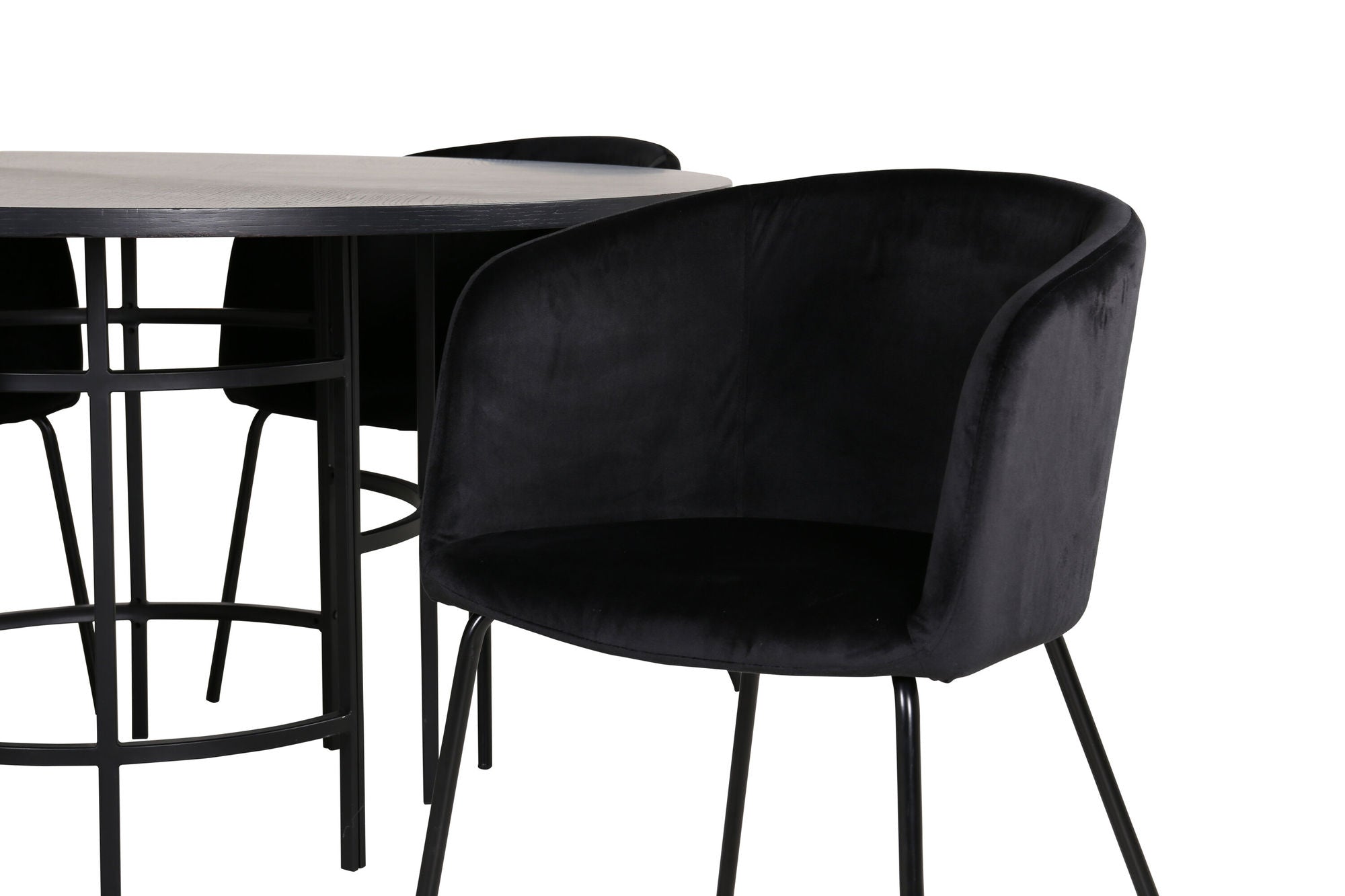 Venture Home Copenhagen - spisebord round - Black / Black+Berit stol - Black / Black Velvet_4