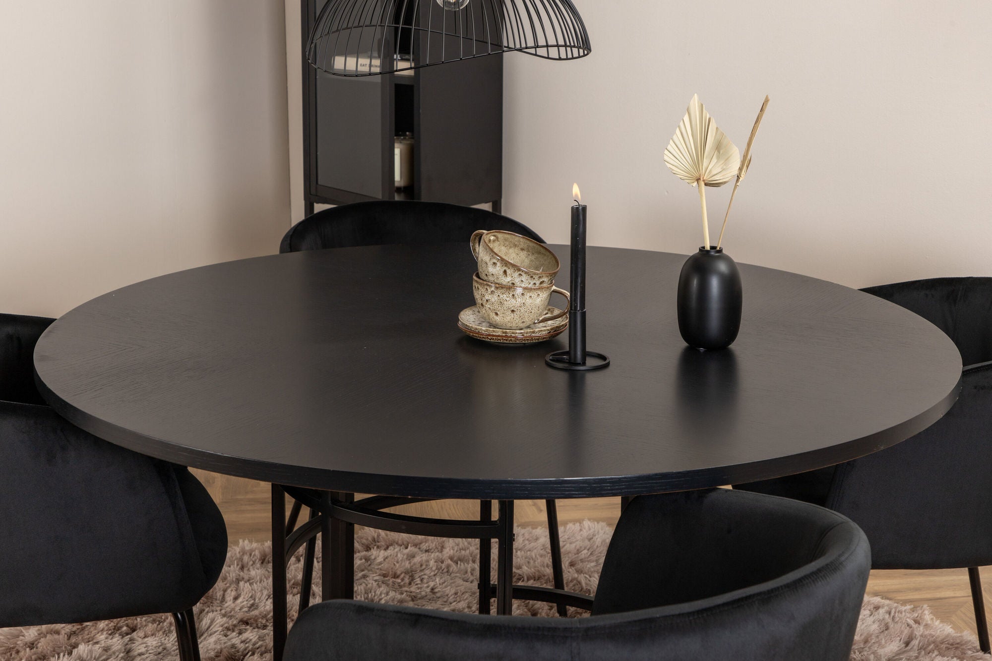 Venture Home Copenhagen - spisebord round - Black / Black+Berit stol - Black / Black Velvet_4