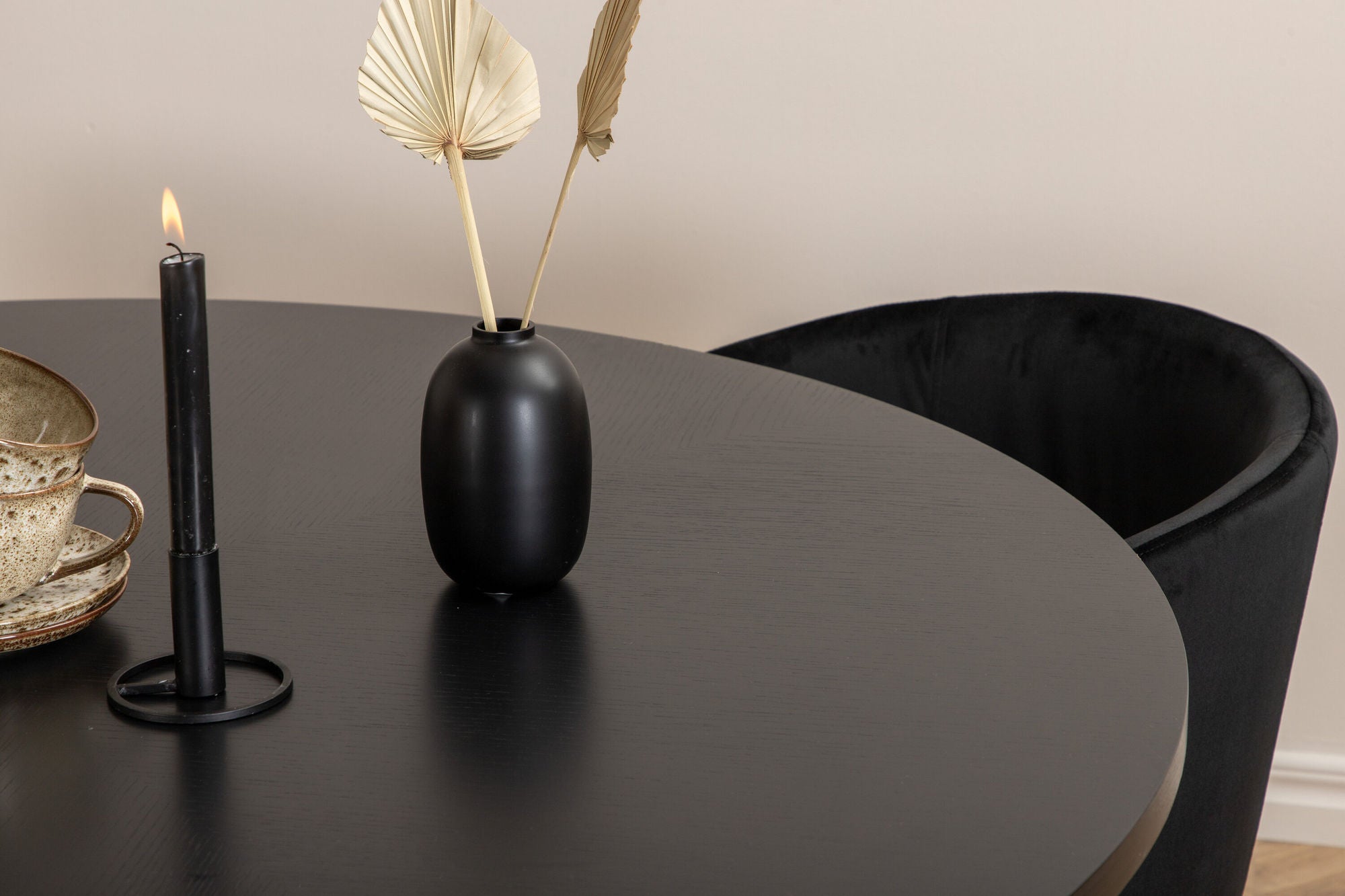 Venture Home Copenhagen - spisebord round - Black / Black+Berit stol - Black / Black Velvet_4