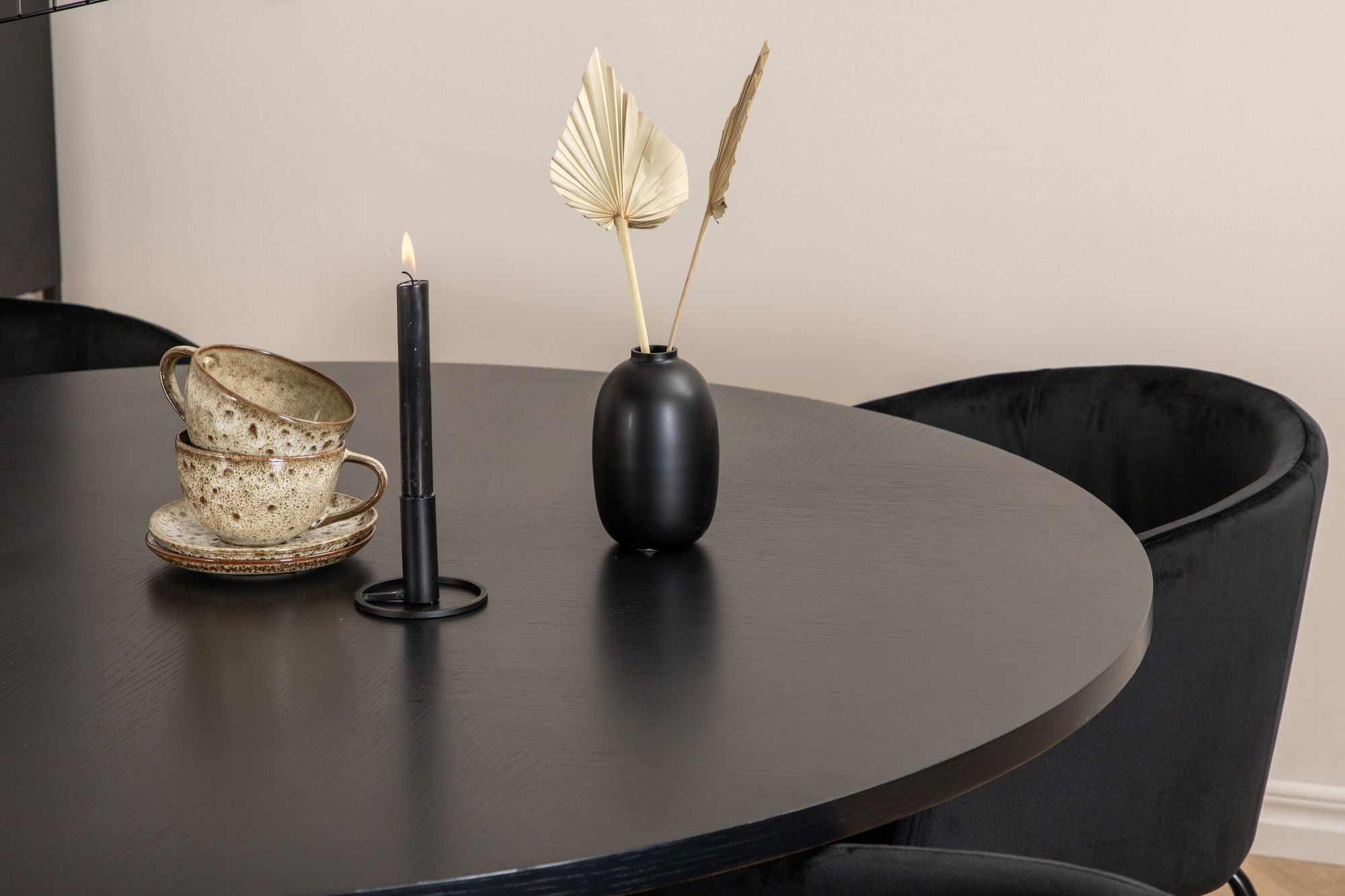 Venture Home Copenhagen - spisebord round - Black / Black+Berit stol - Black / Black Velvet_4