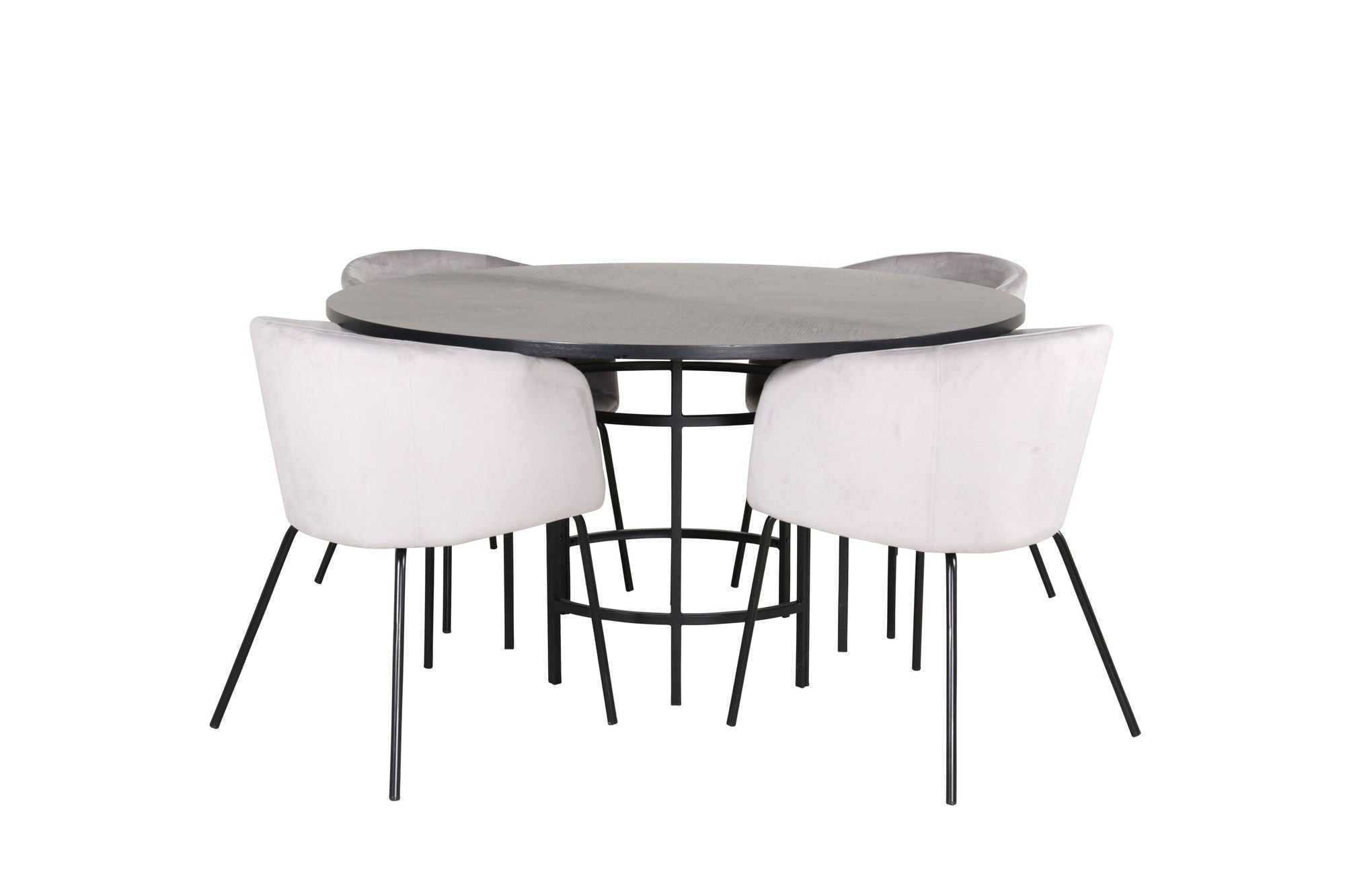 Venture Home Copenhagen - spisebord round - Black / Black+Berit stol - Black / Light Grey Velvet_4