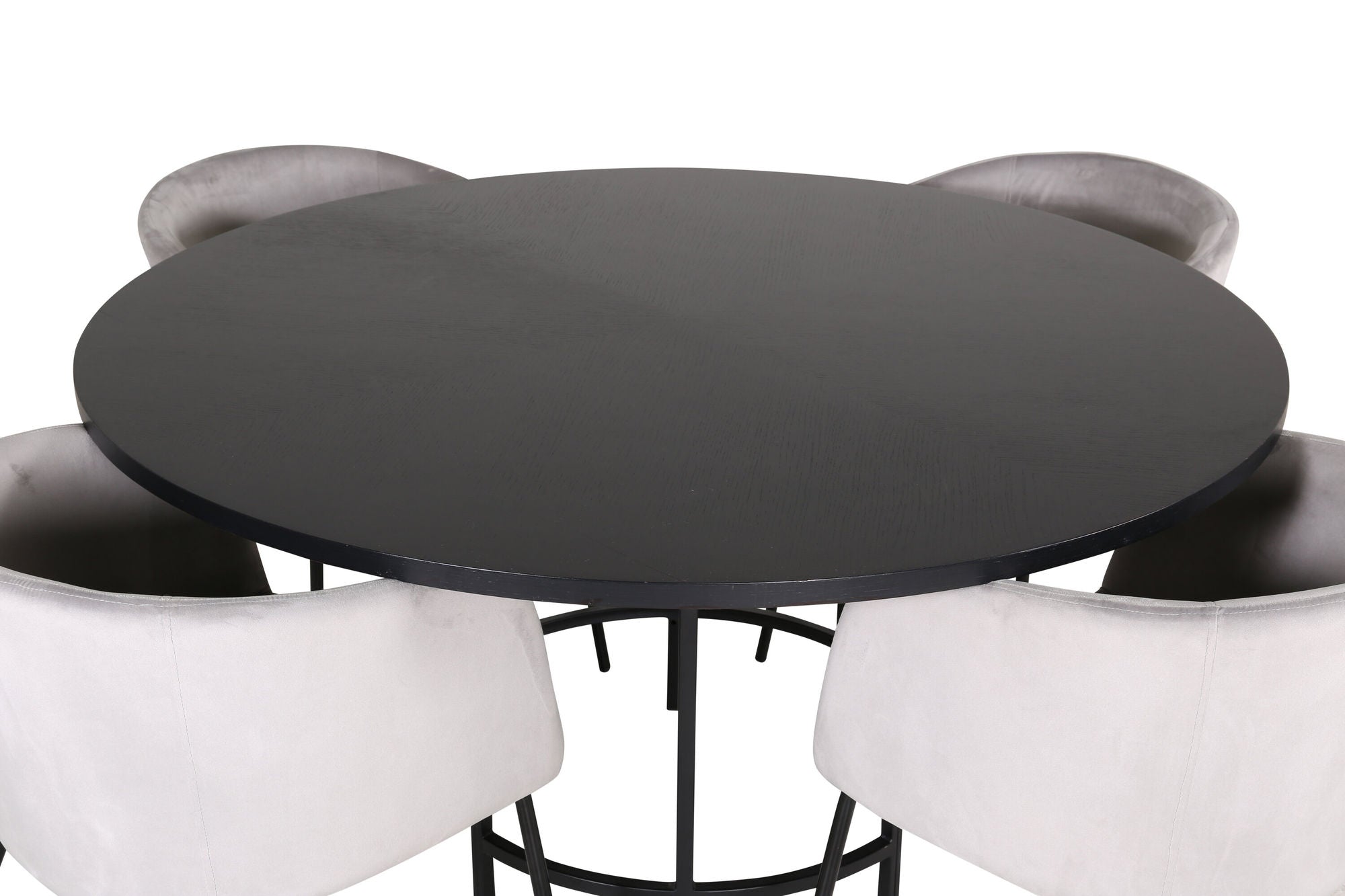 Venture Home Copenhagen - spisebord round - Black / Black+Berit stol - Black / Light Grey Velvet_4