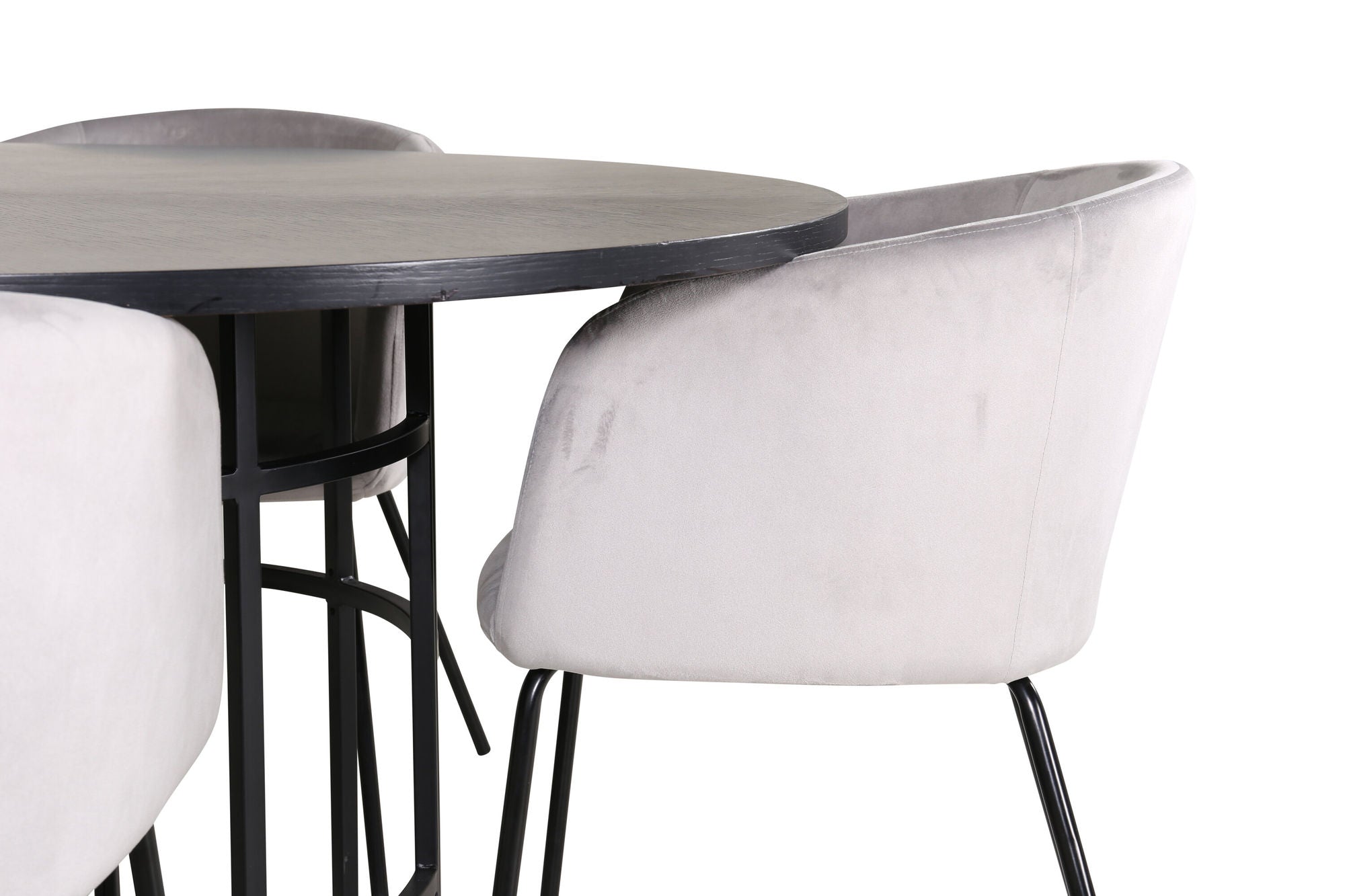 Venture Home Copenhagen - spisebord round - Black / Black+Berit stol - Black / Light Grey Velvet_4