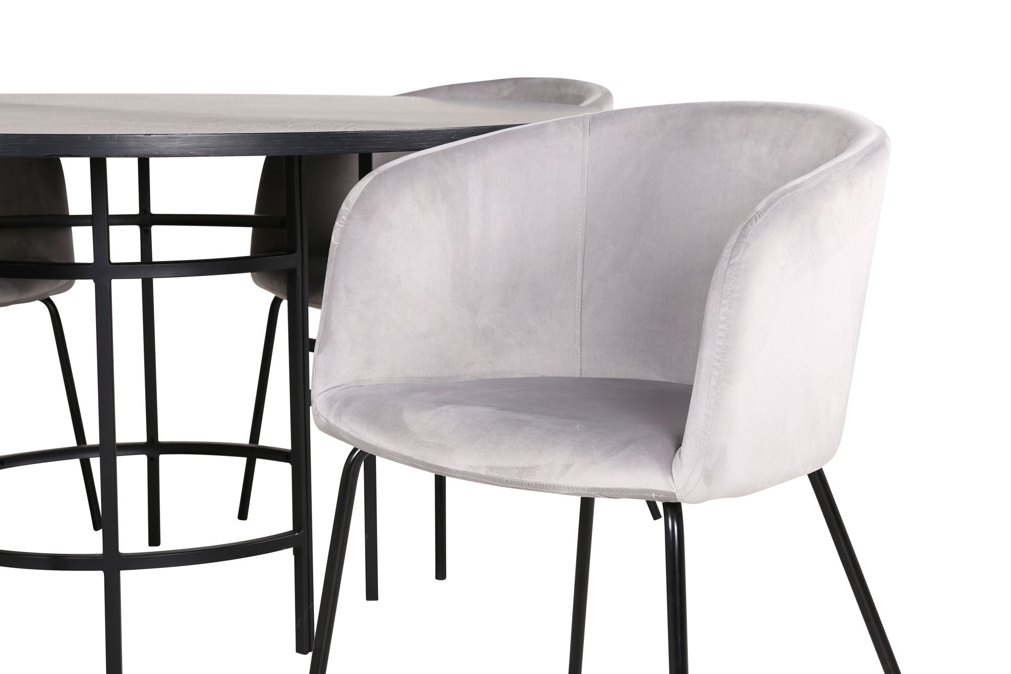 Venture Home Copenhagen - spisebord round - Black / Black+Berit stol - Black / Light Grey Velvet_4