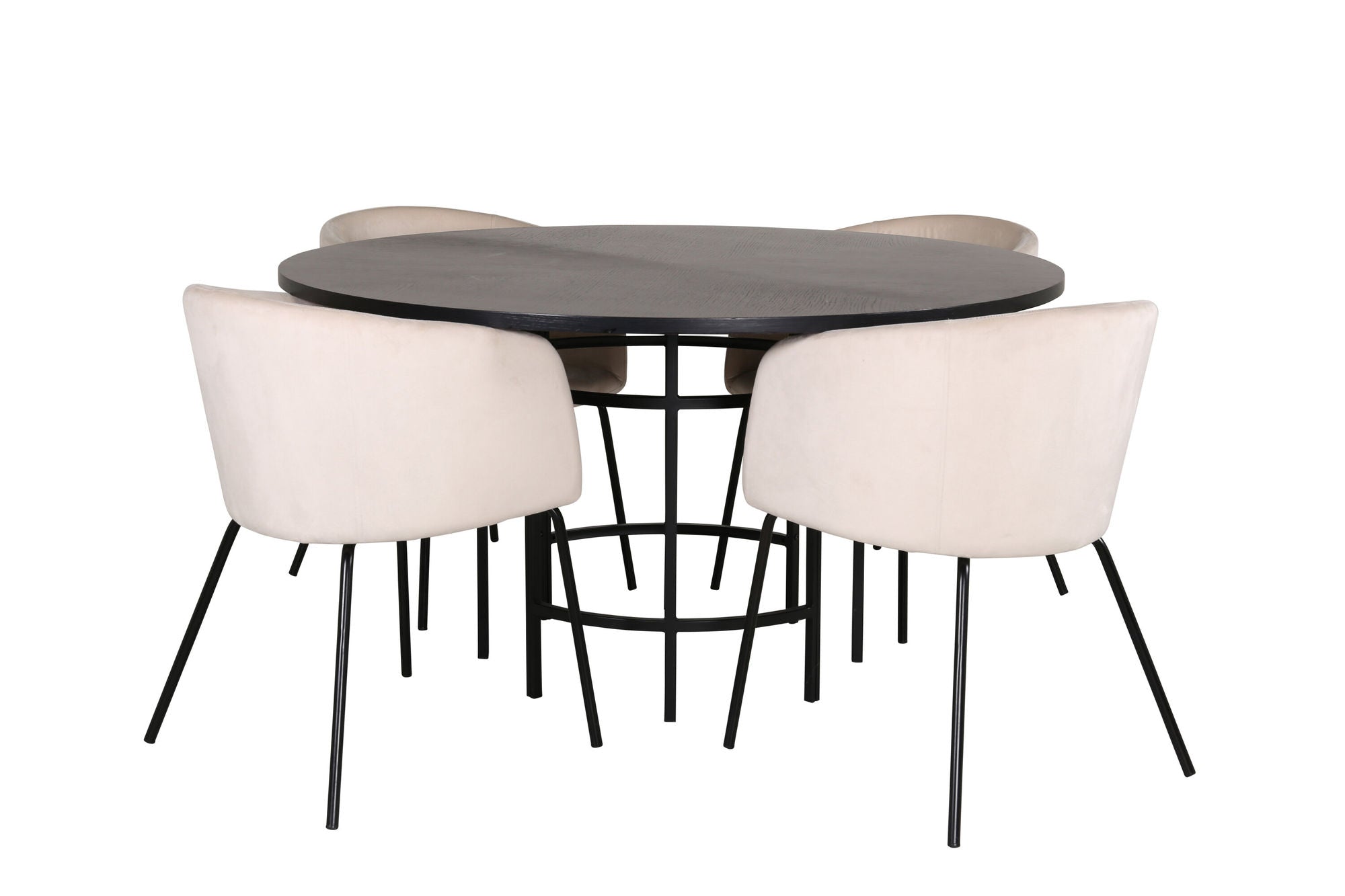 Venture Home Copenhagen - spisebord round - Black / Black+Berit stol - Black / Beige Velvet_4