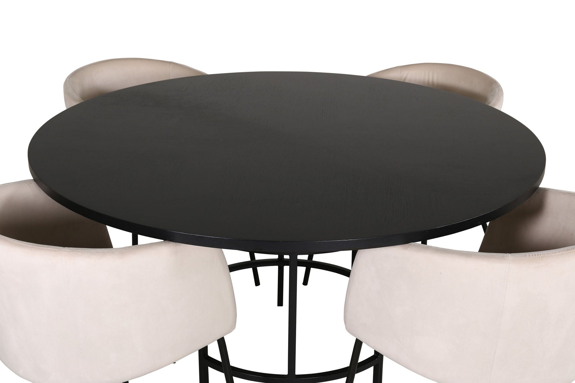 Venture Home Copenhagen - spisebord round - Black / Black+Berit stol - Black / Beige Velvet_4