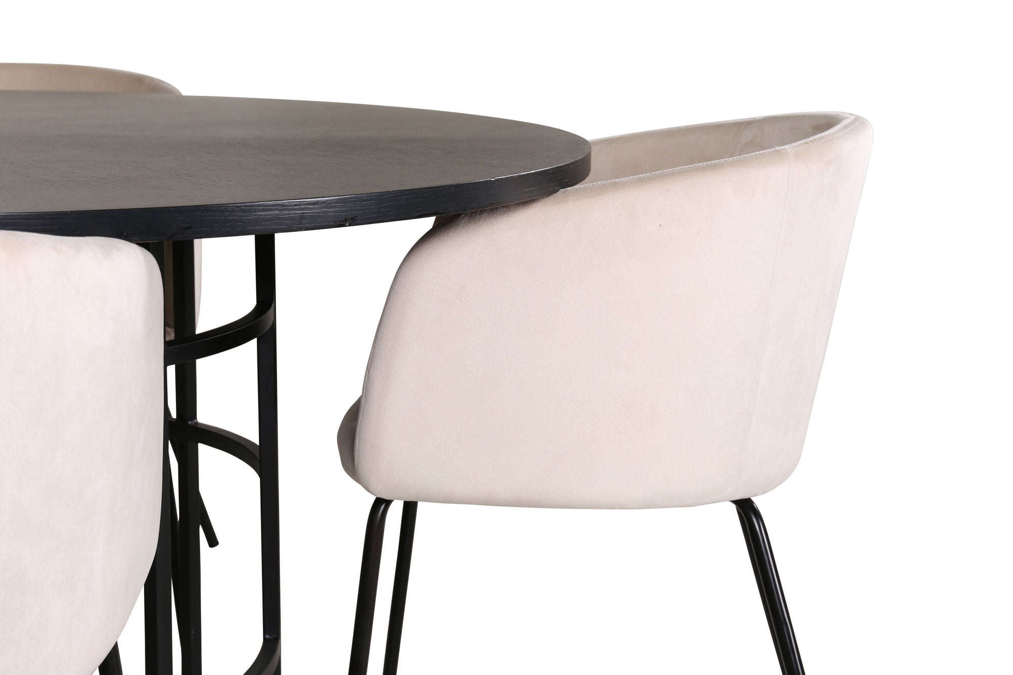 Venture Home Copenhagen - spisebord round - Black / Black+Berit stol - Black / Beige Velvet_4