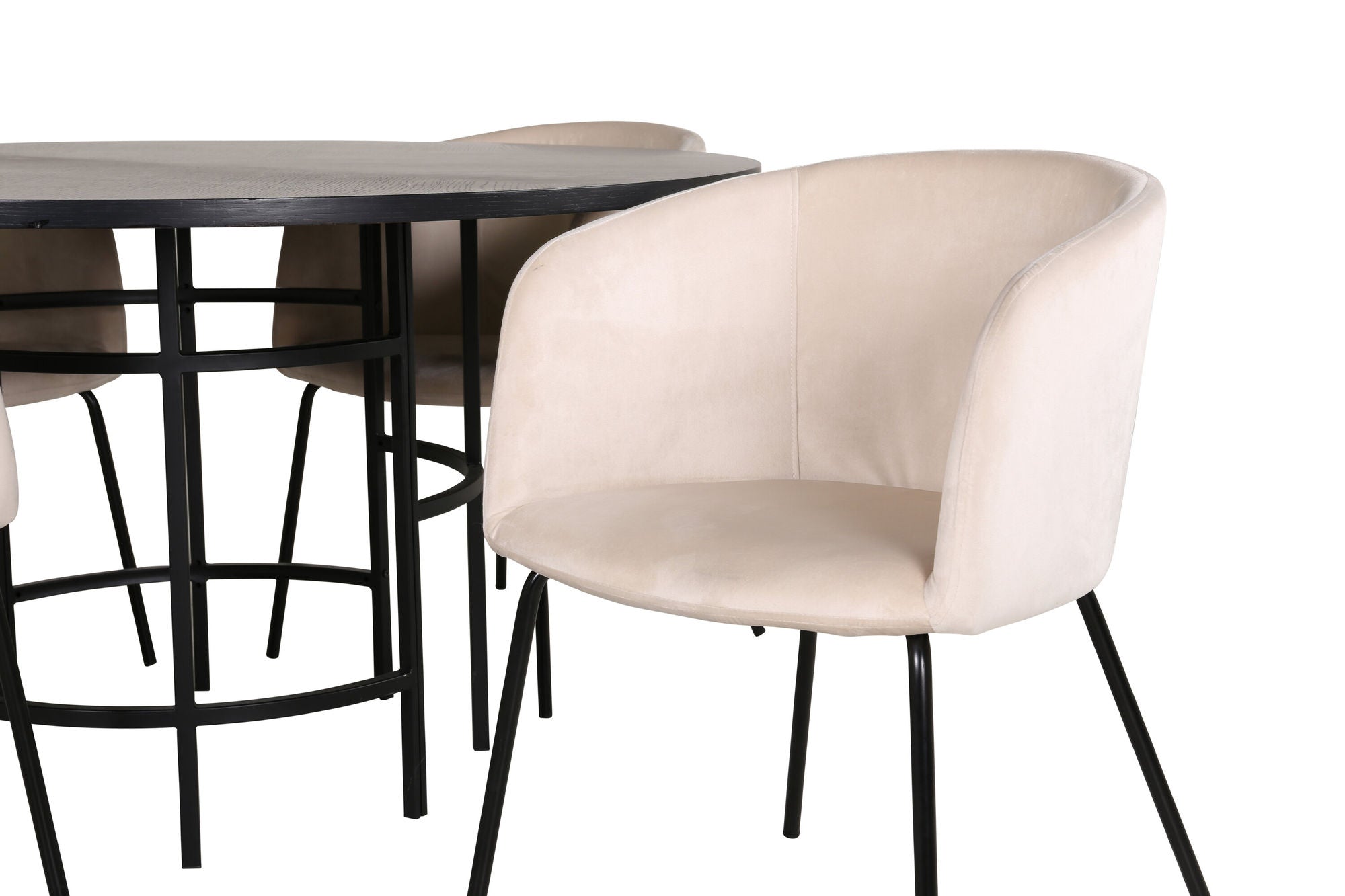 Venture Home Copenhagen - spisebord round - Black / Black+Berit stol - Black / Beige Velvet_4