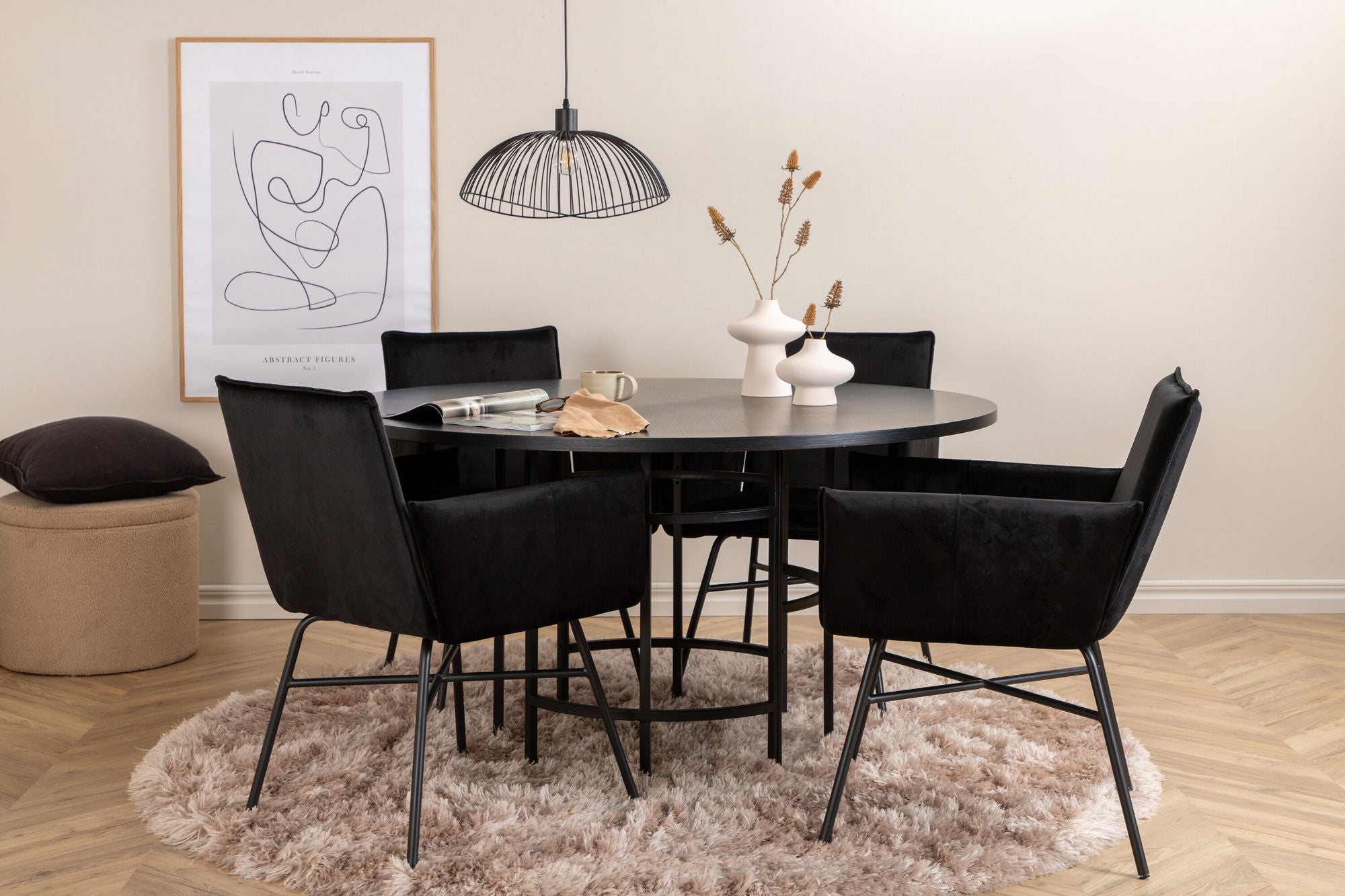 Venture Home Copenhagen - spisebord round - Black / Black+Petra stol - Black / Black Velvet_4