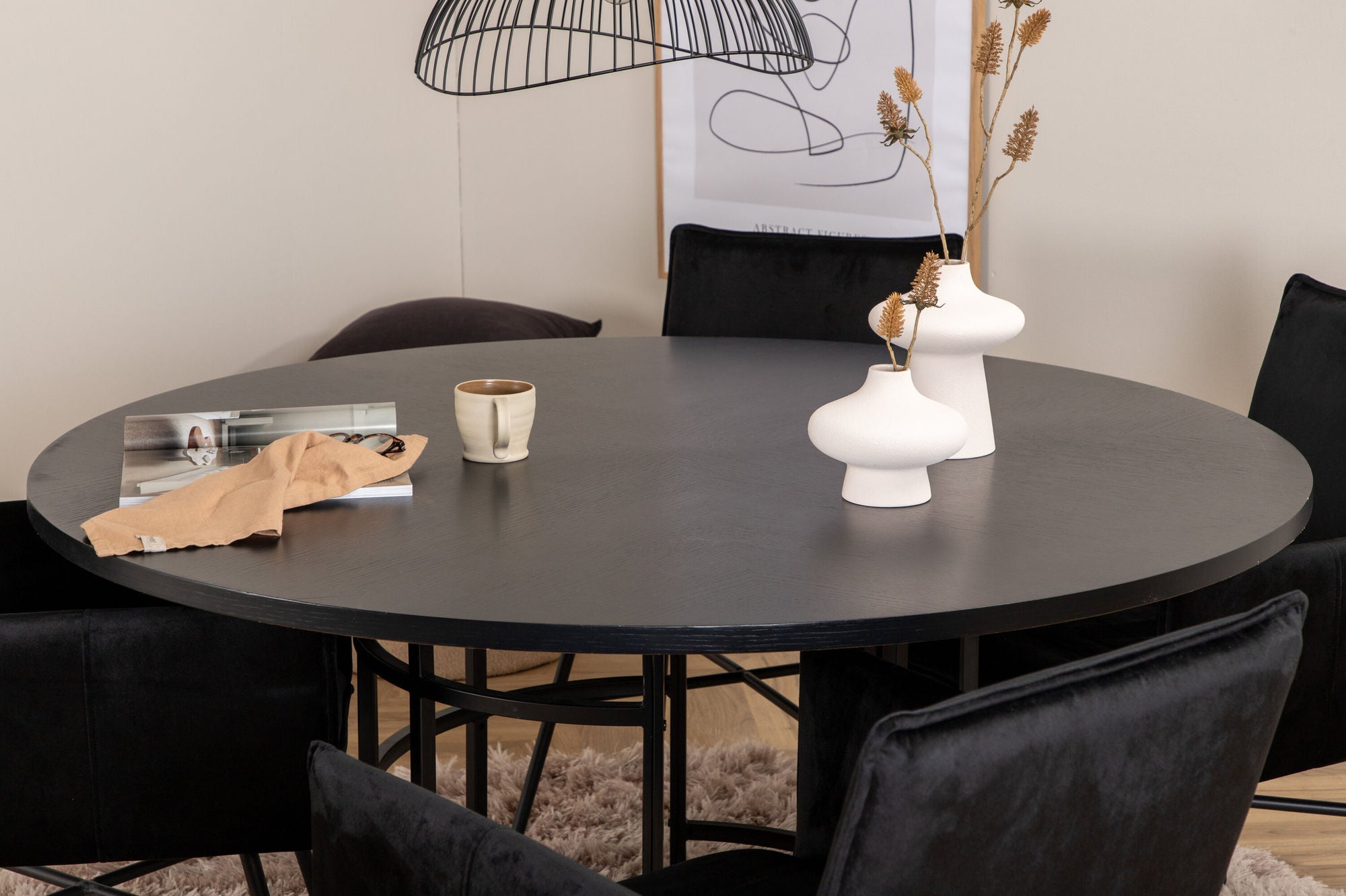 Venture Home Copenhagen - spisebord round - Black / Black+Petra stol - Black / Black Velvet_4