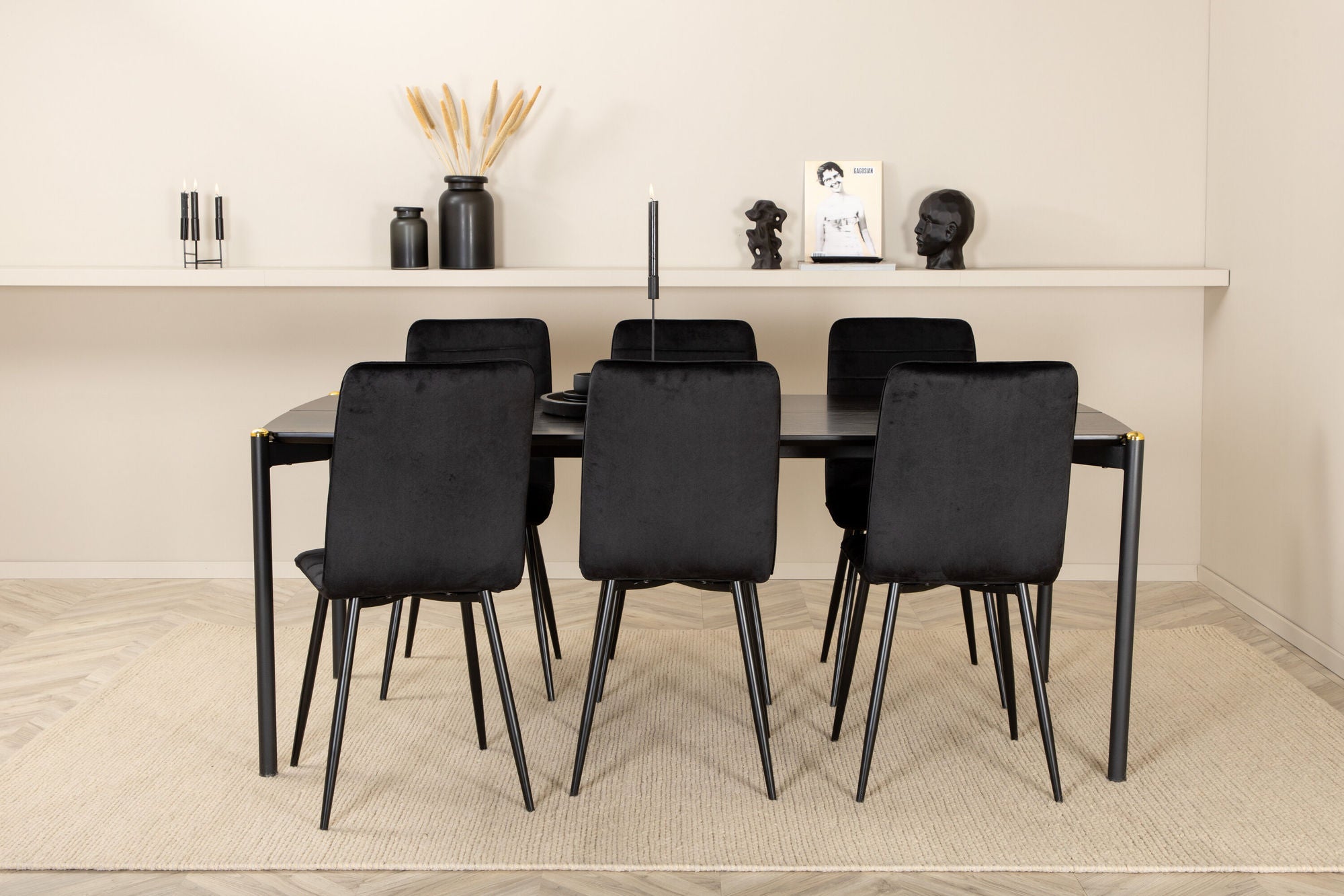 Venture Home Pelle spisebord , Black black Black+Windu Lyx stol , Black Black Velvet_6