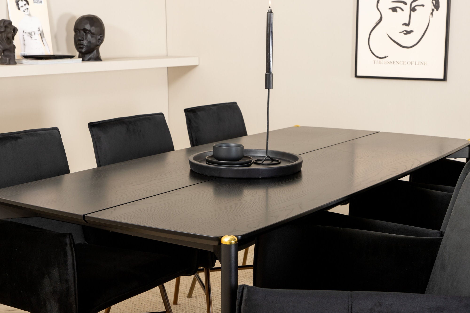 Venture Home Pelle spisebord , Black black Black+Petra stol , Distressed Copper Black Velvet_6