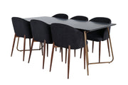 Venture Home Petra spisebord , Distressed Copper Black Veneer+Arch Spisebordsstol , Walnut Legs , Black Fabric_6