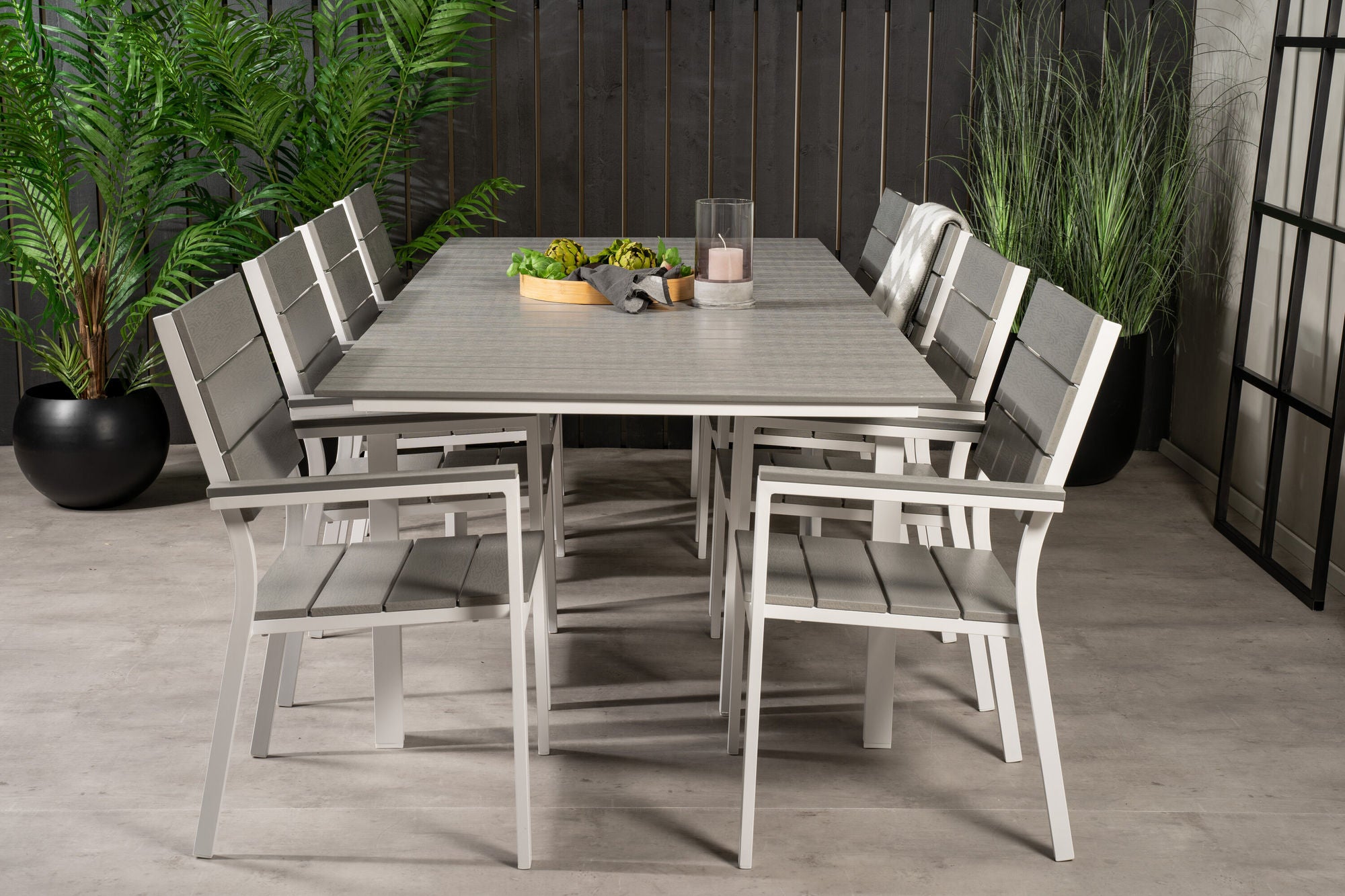 Venture Home Levels bord 160/240 - White/Grey - Levels stol (stackable) - White Alu / Grey Aintwood 8