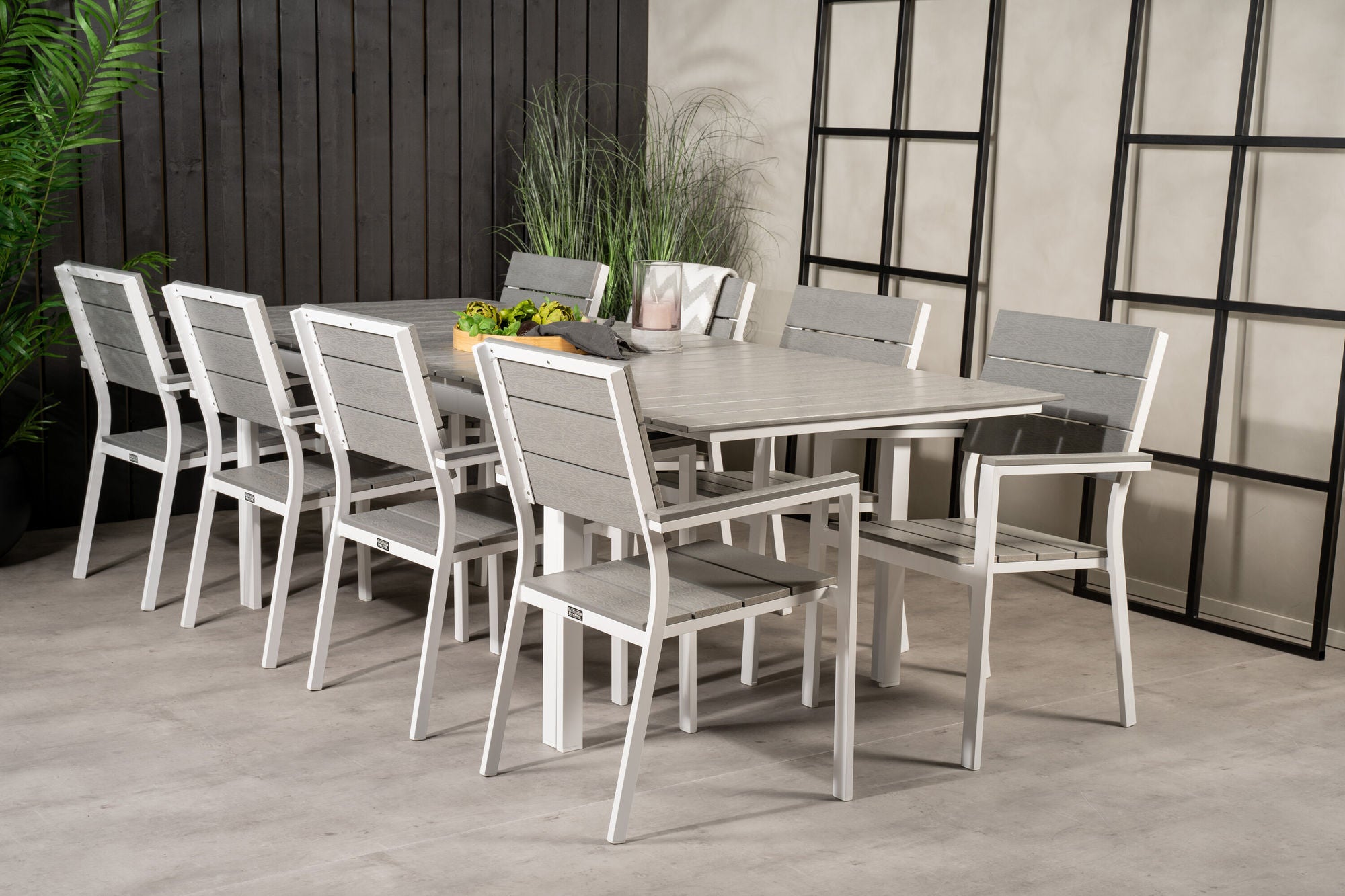 Venture Home Levels bord 160/240 - White/Grey - Levels stol (stackable) - White Alu / Grey Aintwood 8