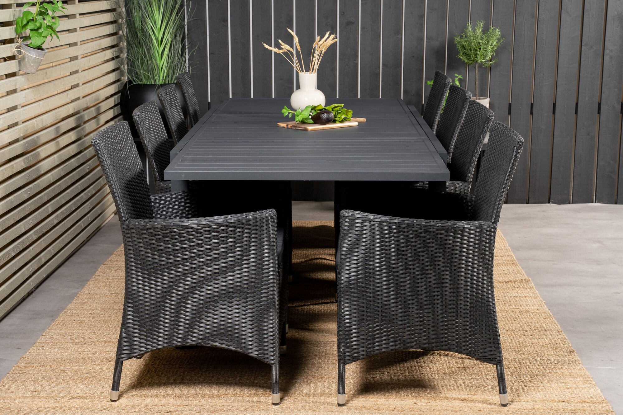 Venture Home Marbella spisebord 160/240*100*H75 - Black+Knick Arm stol - Black_8
