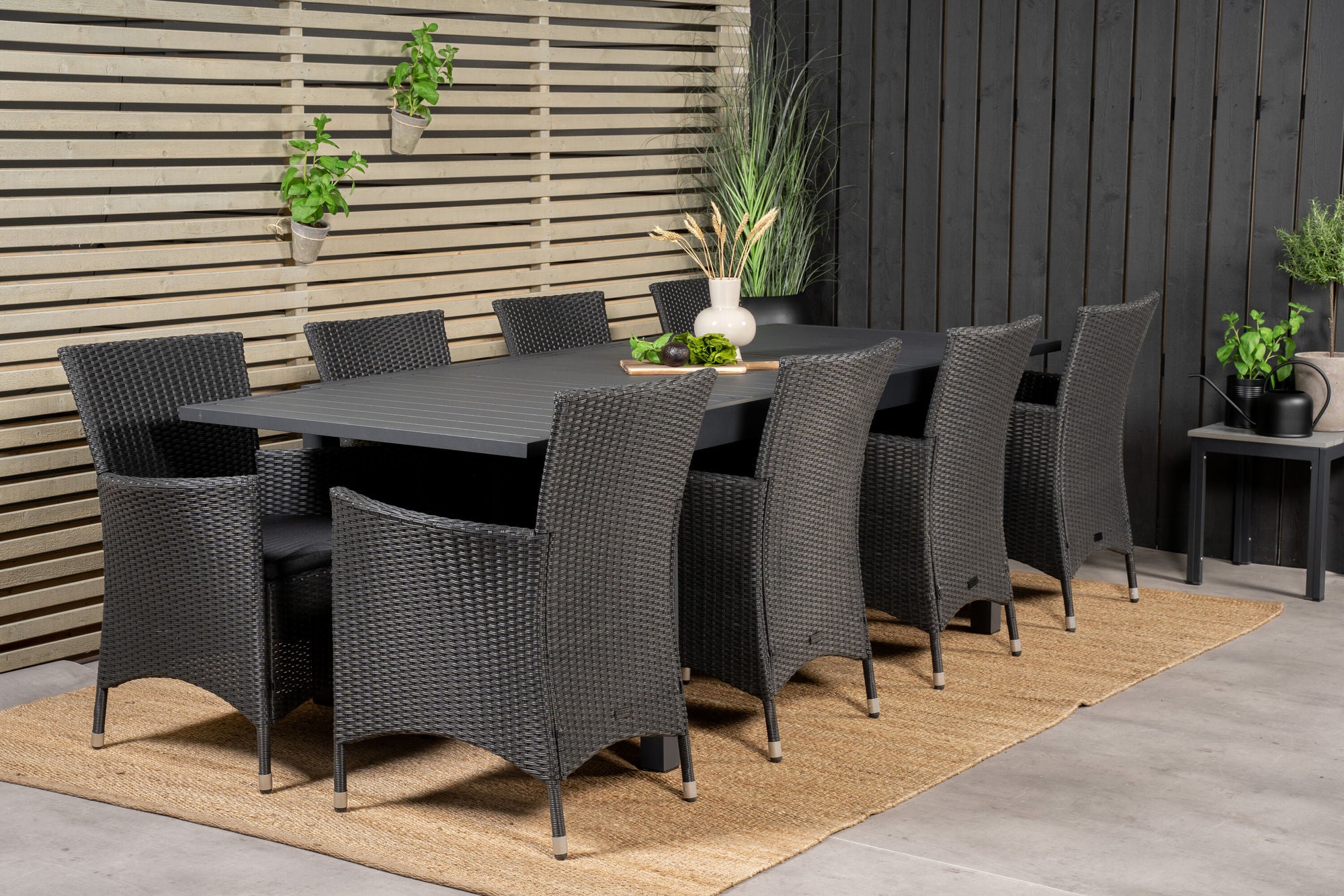 Venture Home Marbella spisebord 160/240*100*H75 - Black+Knick Arm stol - Black_8