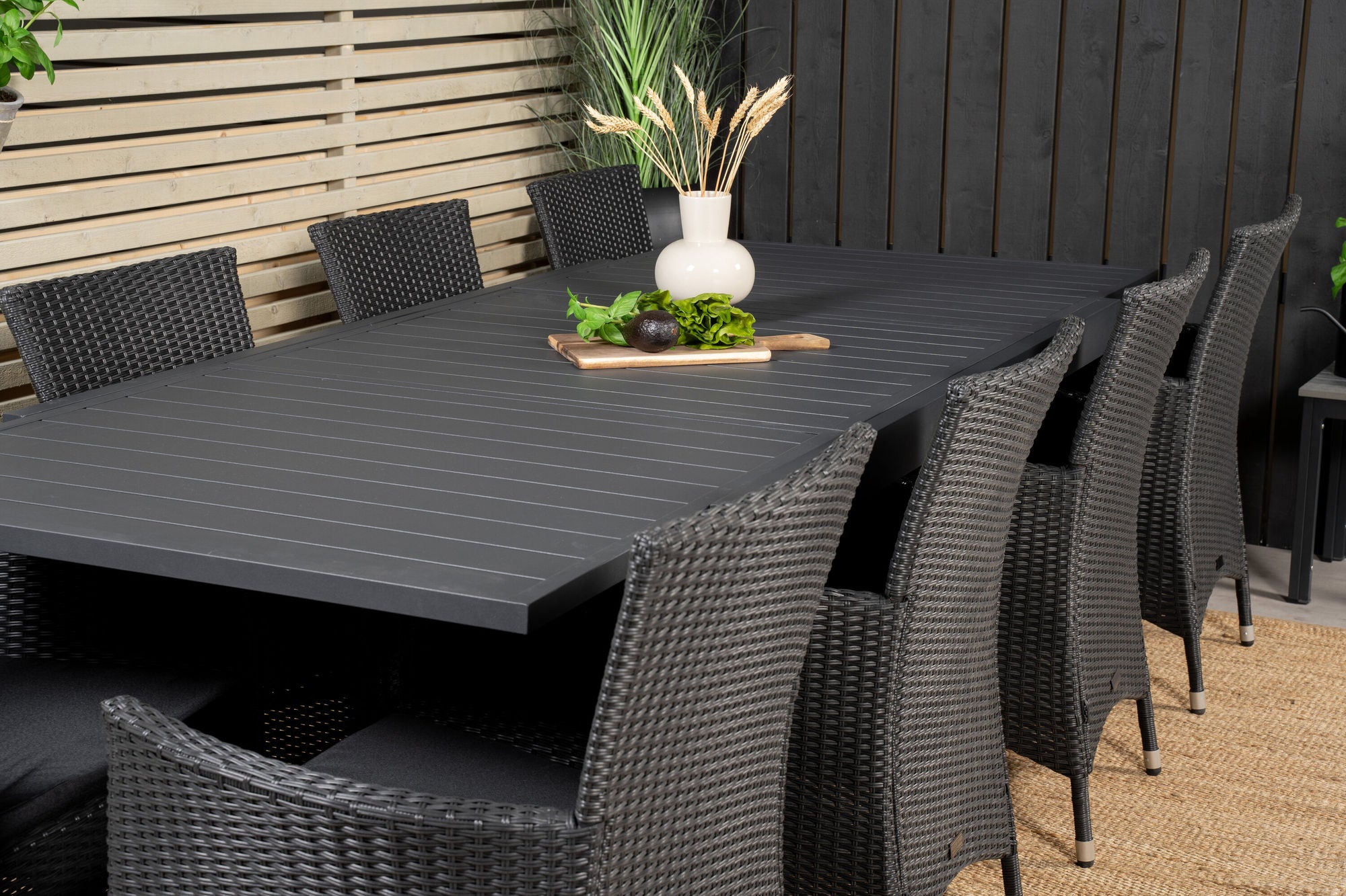 Venture Home Marbella spisebord 160/240*100*H75 - Black+Knick Arm stol - Black_8