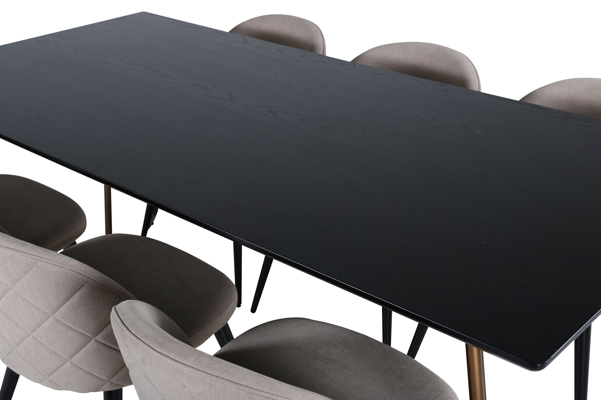 Venture Home Petra spisebord , Distressed Copper Black Veneer+Velvet Stitches stol , Black Beige Fabric (Polyester linen )_6