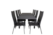 Venture Home Marbella spisebord 160/240*100*H75 - Black+Copacabana Recliner stol (stackable) - Black Alu / Black Textilene_8