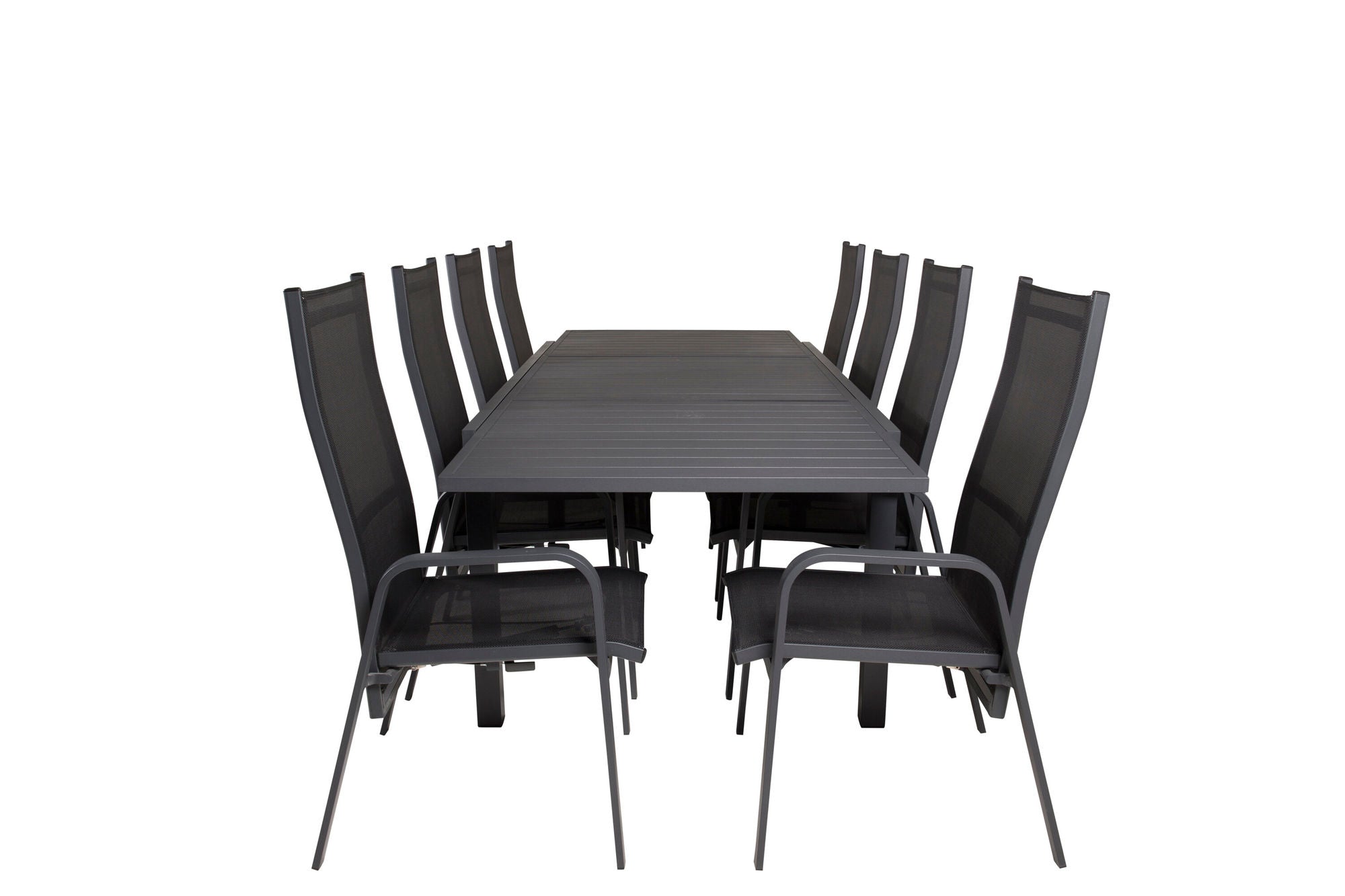 Venture Home Marbella spisebord 160/240*100*H75 - Black+Copacabana Recliner stol (stackable) - Black Alu / Black Textilene_8