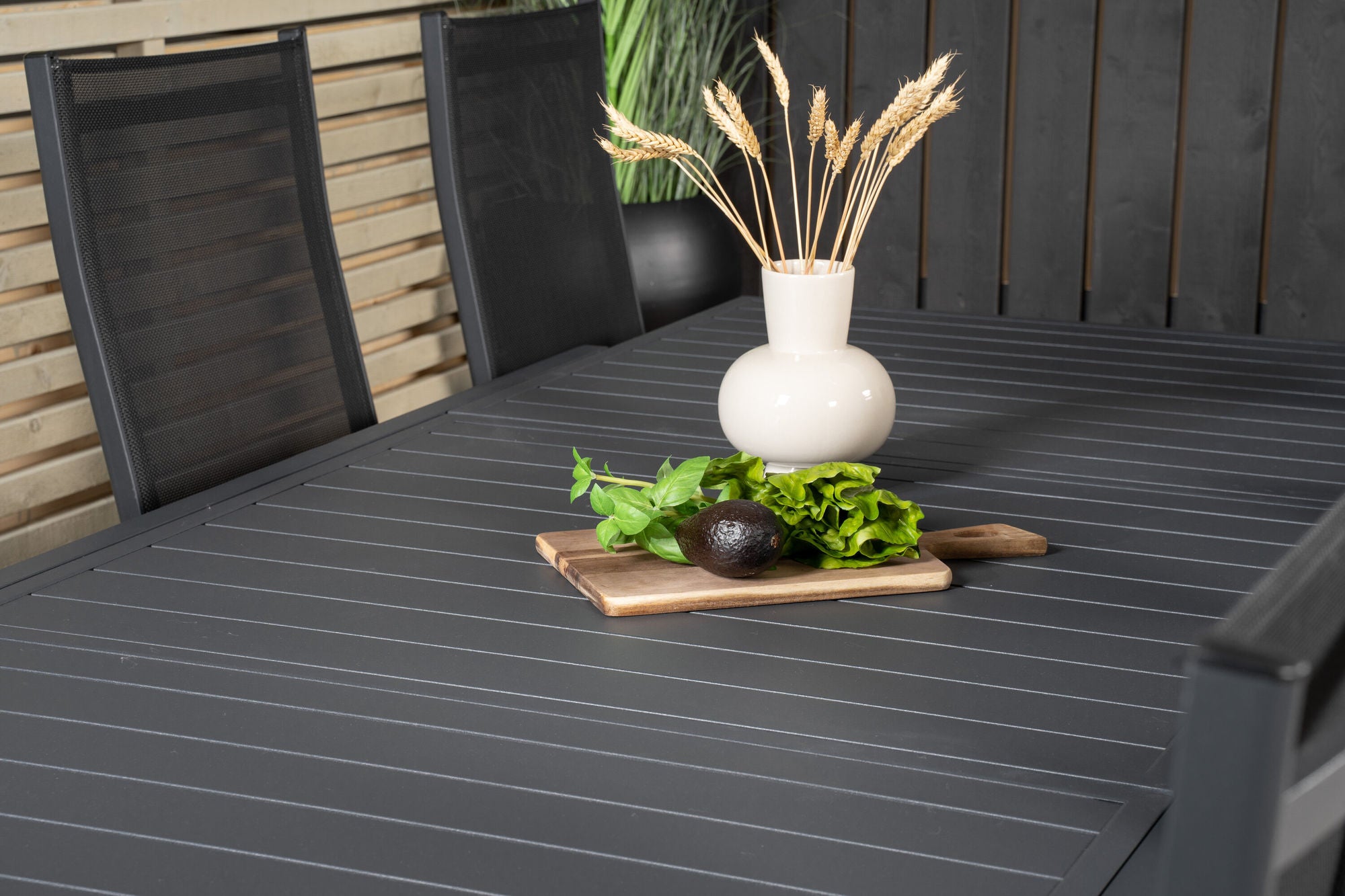 Venture Home Marbella spisebord 160/240*100*H75 - Black+Copacabana Recliner stol (stackable) - Black Alu / Black Textilene_8