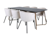 Venture Home Petra spisebord , Distressed Copper Black Veneer+Berit stol , Black Beige Velvet_6