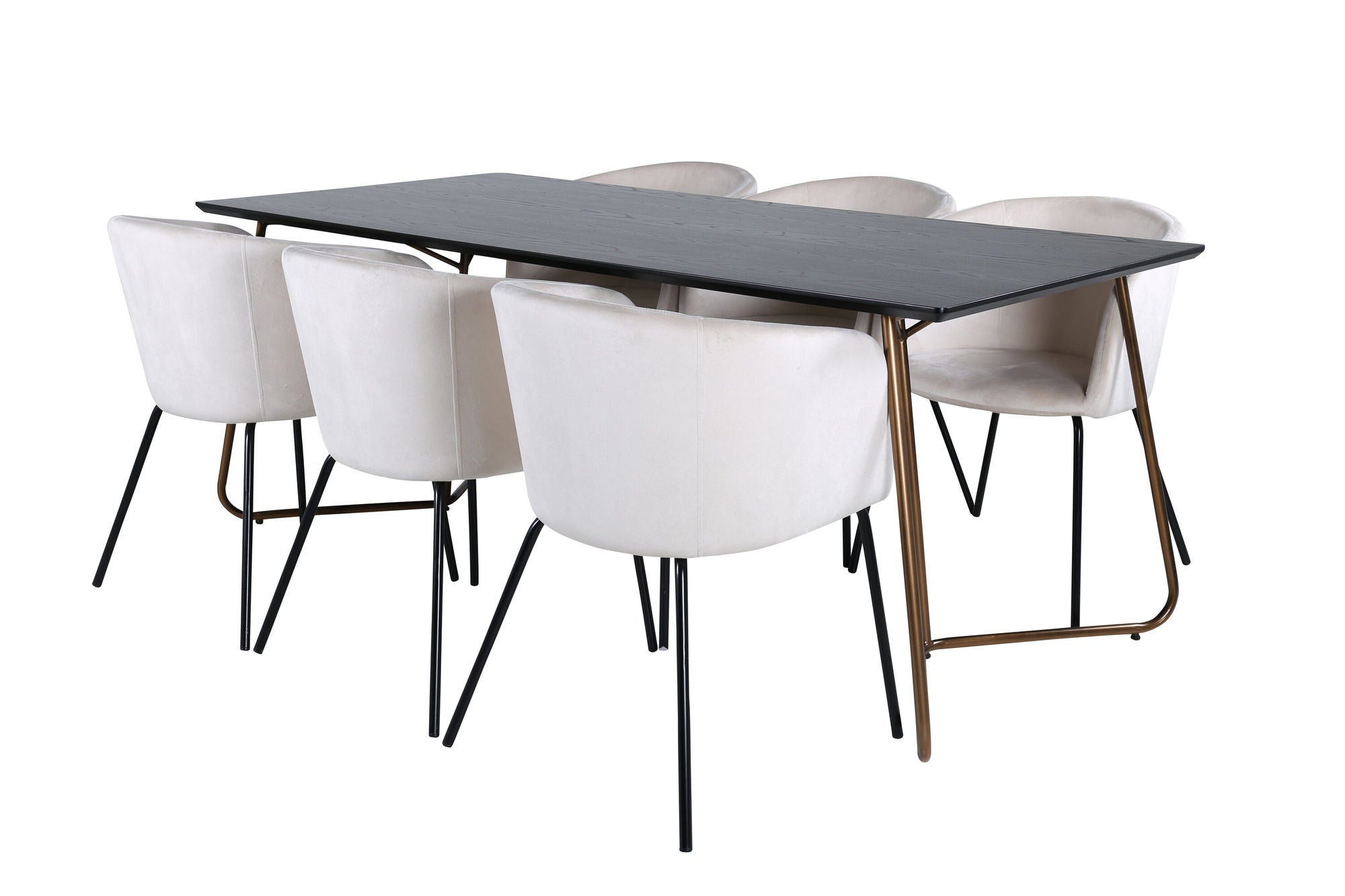 Venture Home Petra spisebord , Distressed Copper Black Veneer+Berit stol , Black Beige Velvet_6