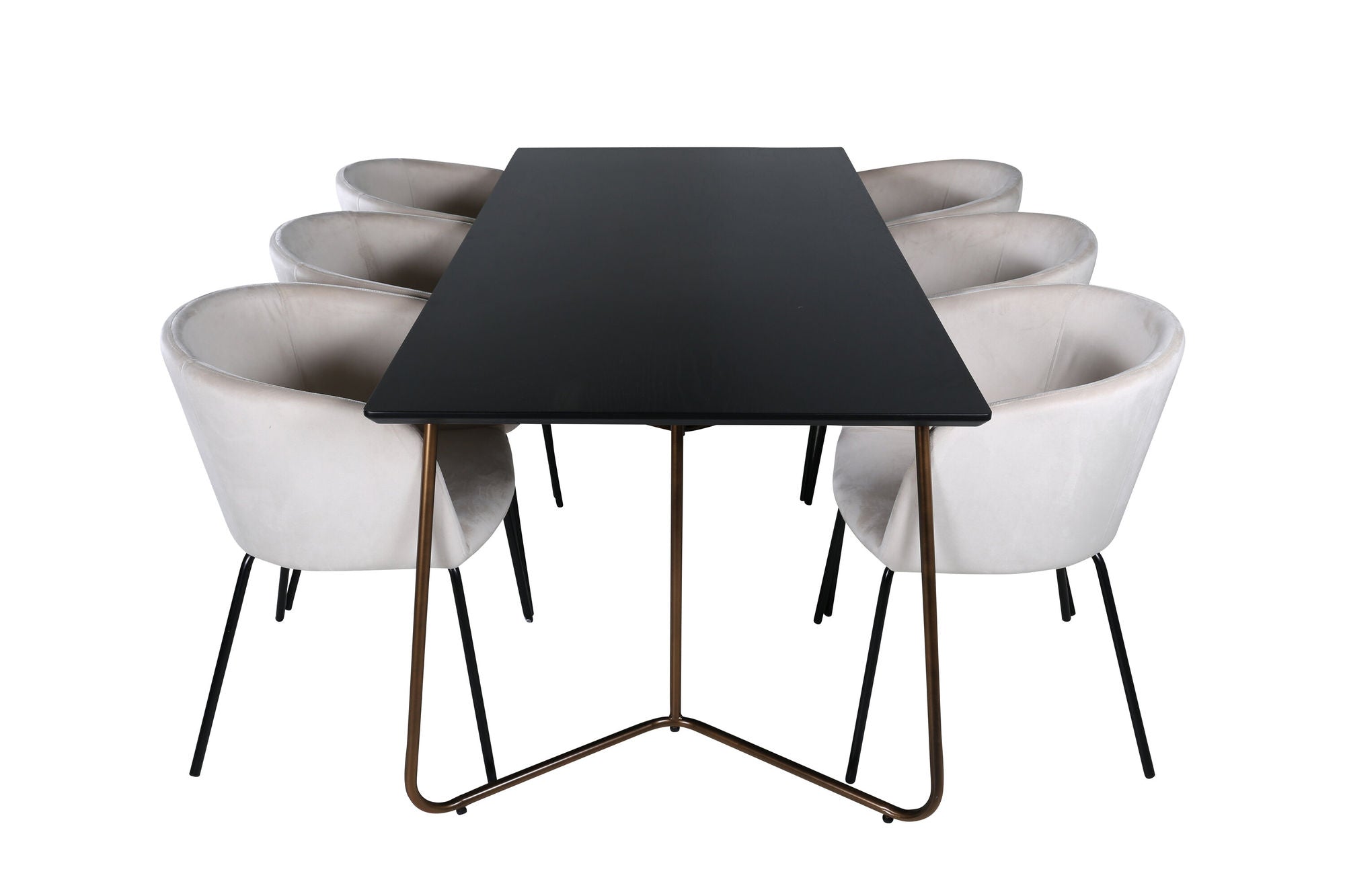 Venture Home Petra spisebord , Distressed Copper Black Veneer+Berit stol , Black Beige Velvet_6