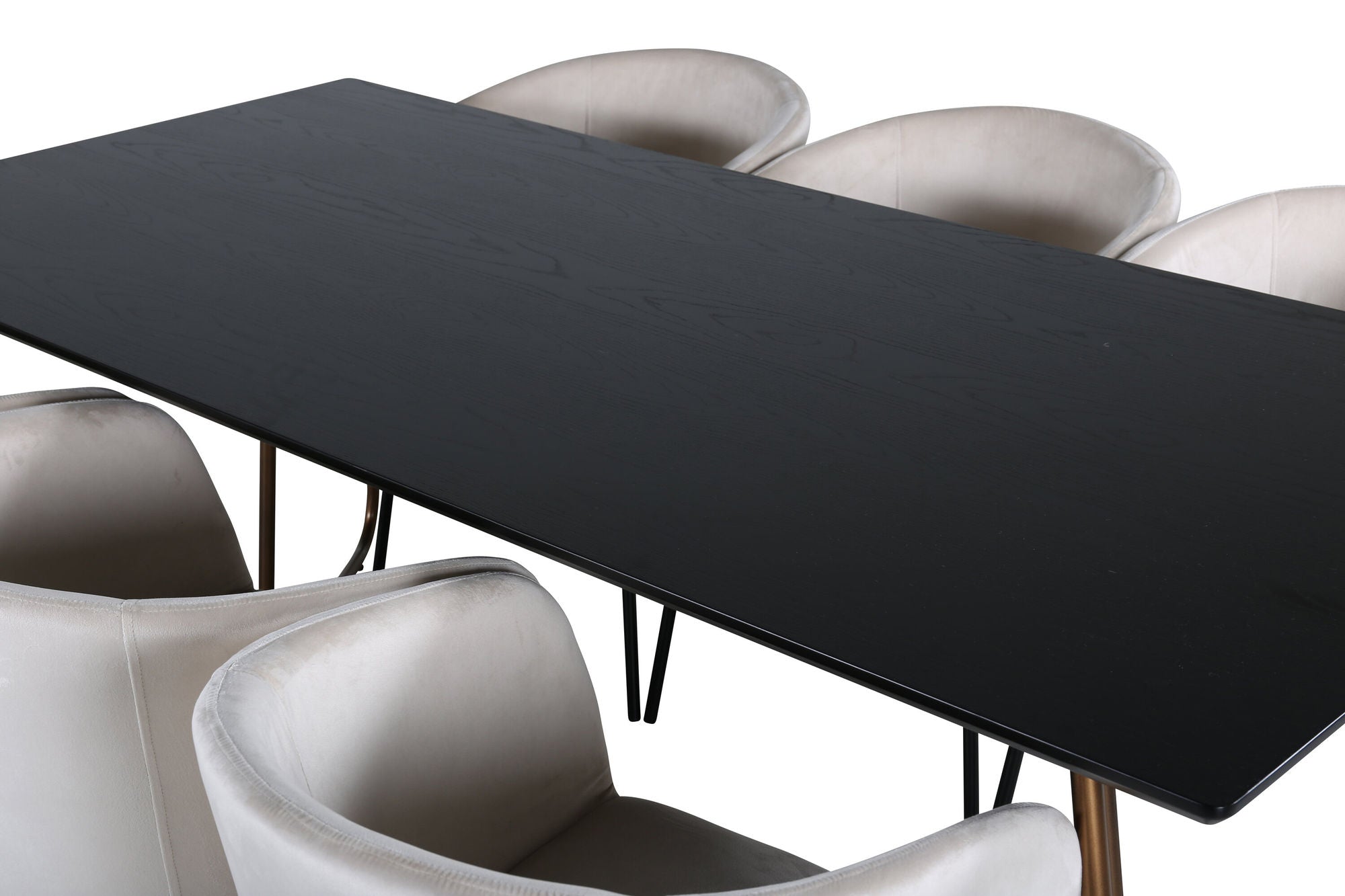 Venture Home Petra spisebord , Distressed Copper Black Veneer+Berit stol , Black Beige Velvet_6