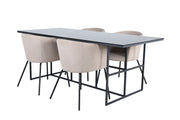 Venture Home Leif spisebord - Black / Black smoked smoked Glass+Berit stol - Black / Beige Fabric (Polyester linen )_4