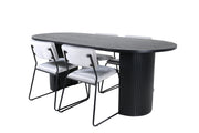 Venture Home Bianca Oval spisebord - Black / Black Veneer+Kenth stol - Black / Light Grey Velvet_4