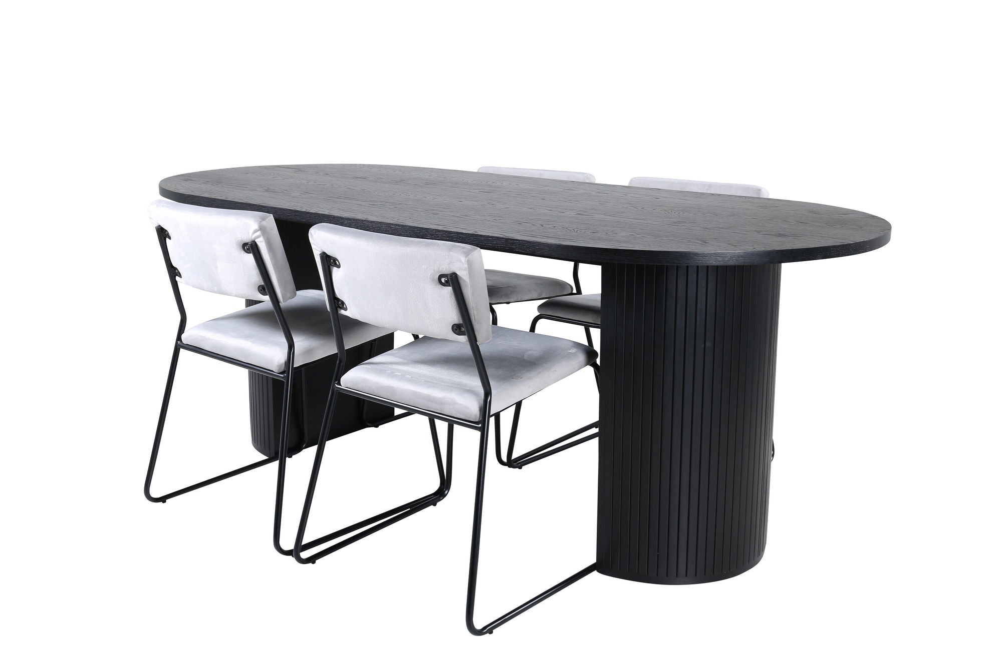 Venture Home Bianca Oval spisebord - Black / Black Veneer+Kenth stol - Black / Light Grey Velvet_4