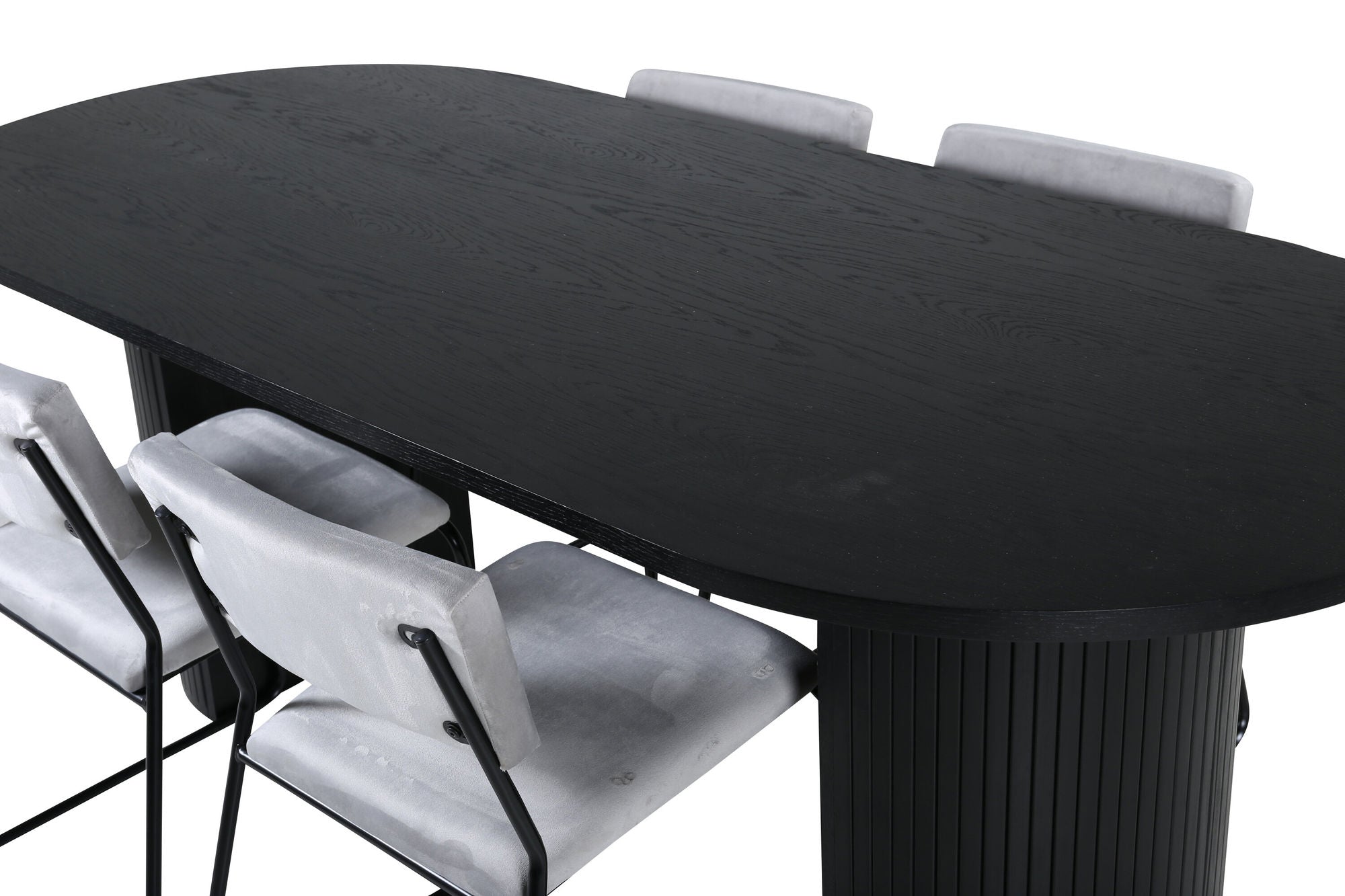 Venture Home Bianca Oval spisebord - Black / Black Veneer+Kenth stol - Black / Light Grey Velvet_4