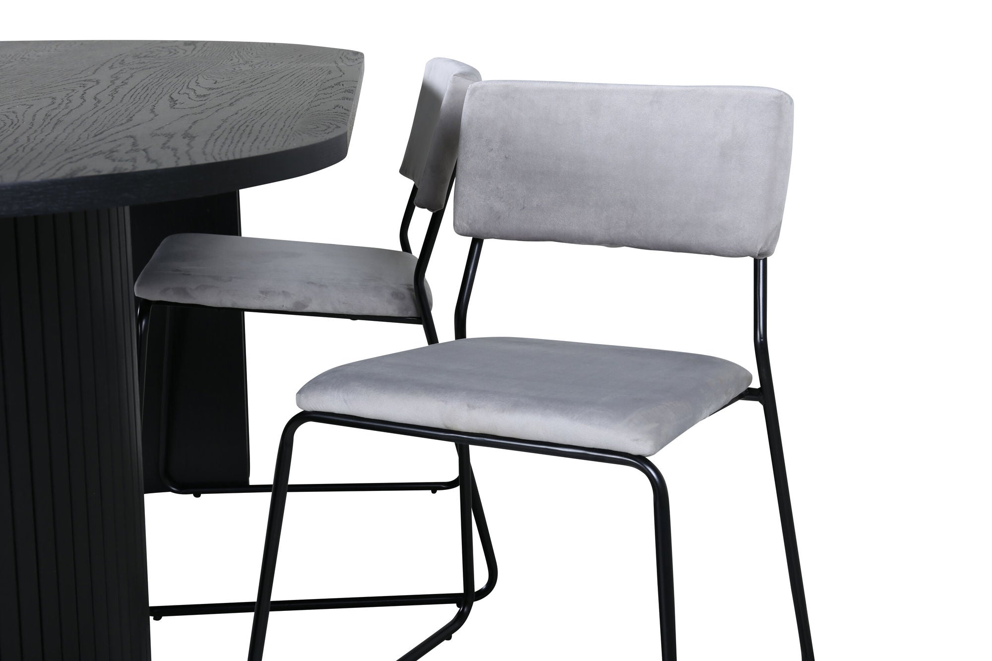 Venture Home Bianca Oval spisebord - Black / Black Veneer+Kenth stol - Black / Light Grey Velvet_4
