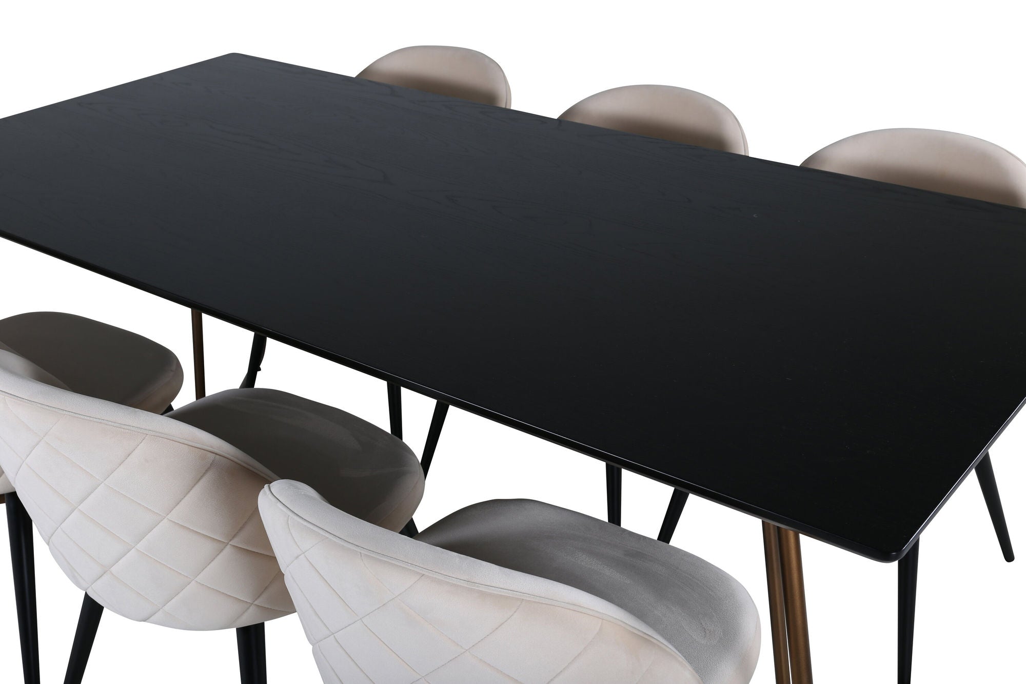 Venture Home Petra spisebord , Distressed Copper Black Veneer+Velvet Stitches stol , Black Beige Velvet_6