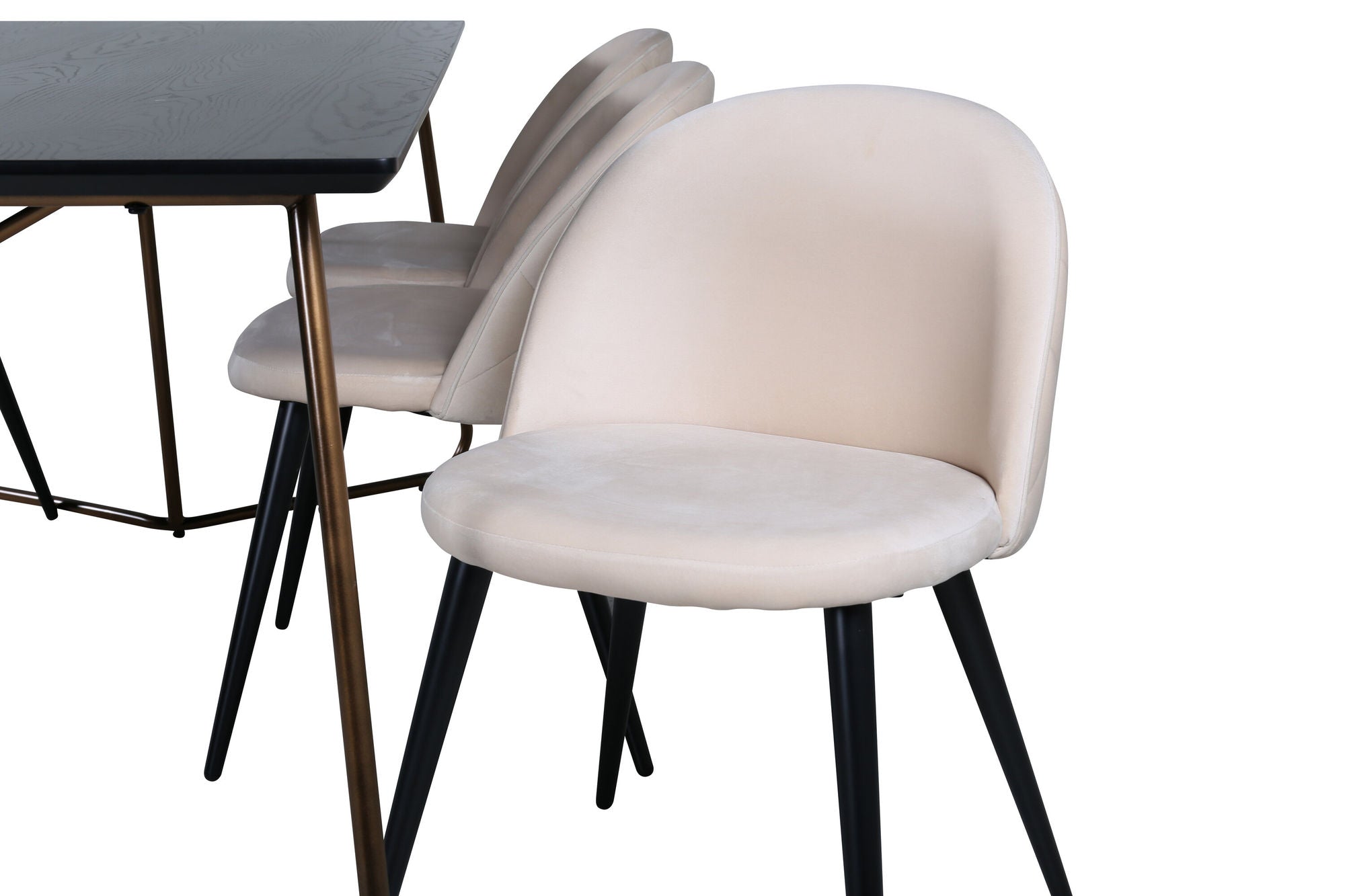 Venture Home Petra spisebord , Distressed Copper Black Veneer+Velvet Stitches stol , Black Beige Velvet_6