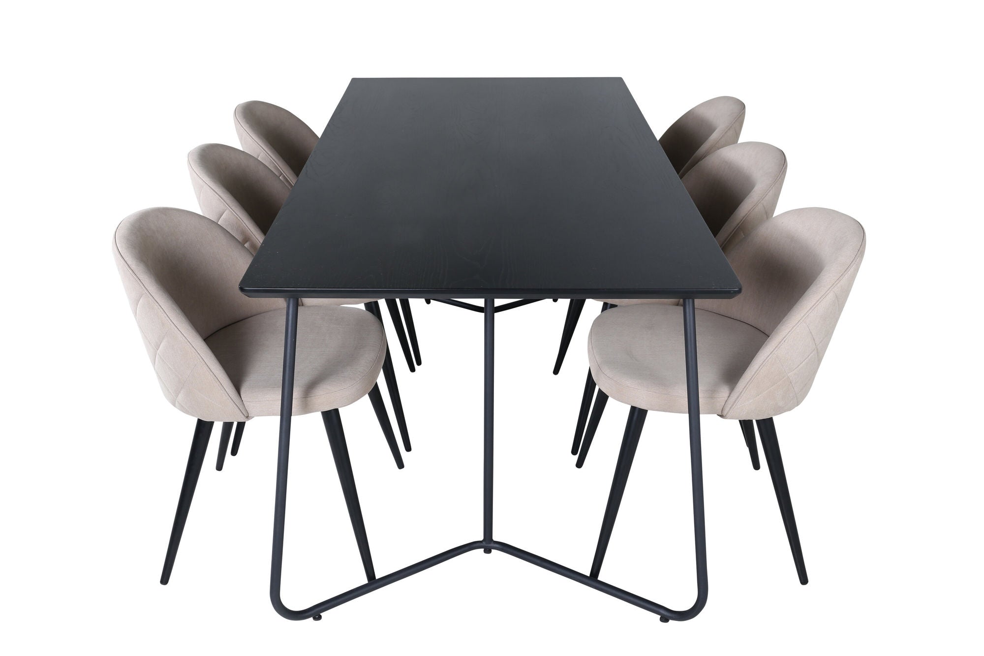 Venture Home Petra spisebord - Black / Black Veneer+Velvet Stitches stol - Black / Beige Fabric (Polyester linen )_6